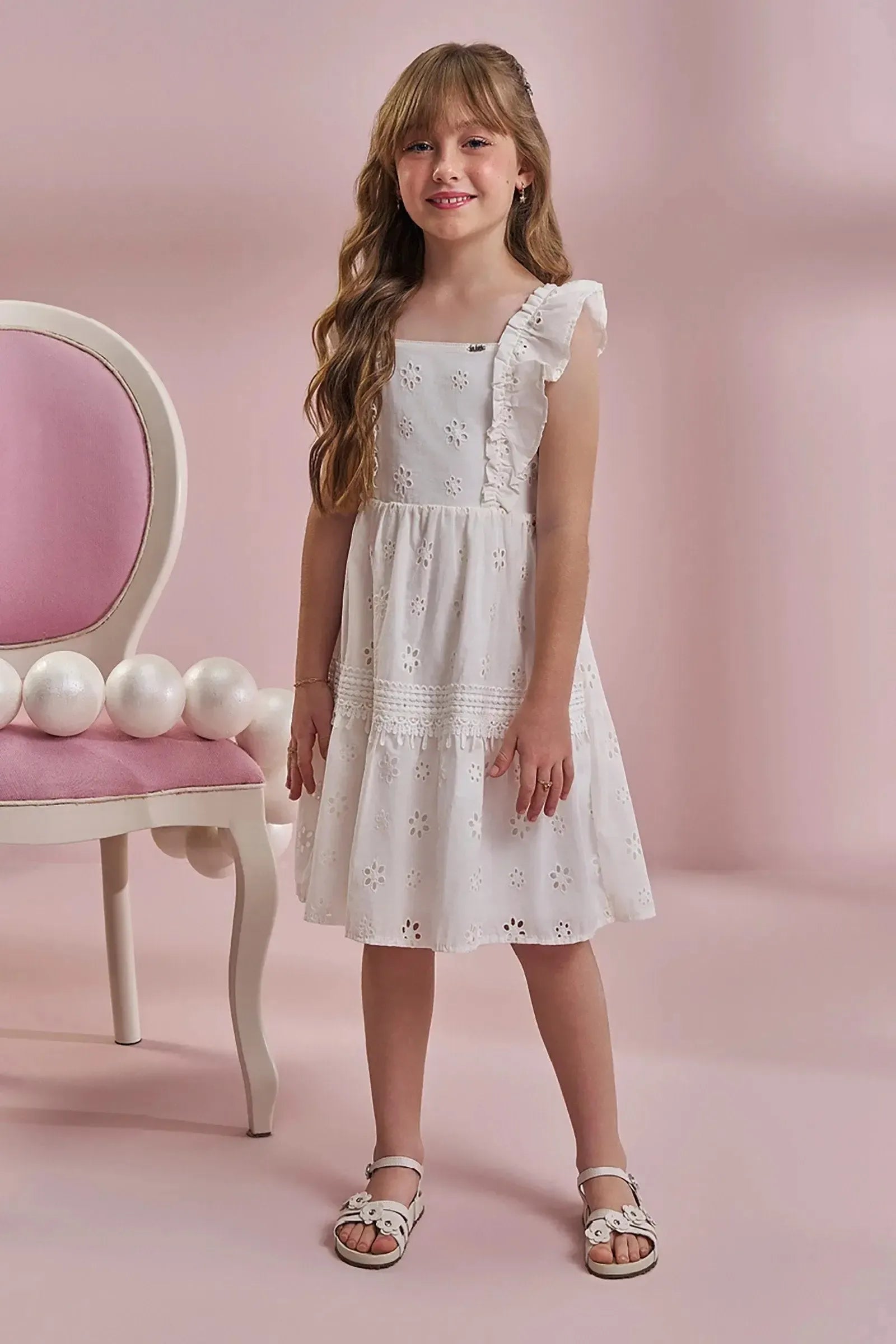 Vestido em Laise 100% Algodão 93687 Kukiê Infantil Menina
