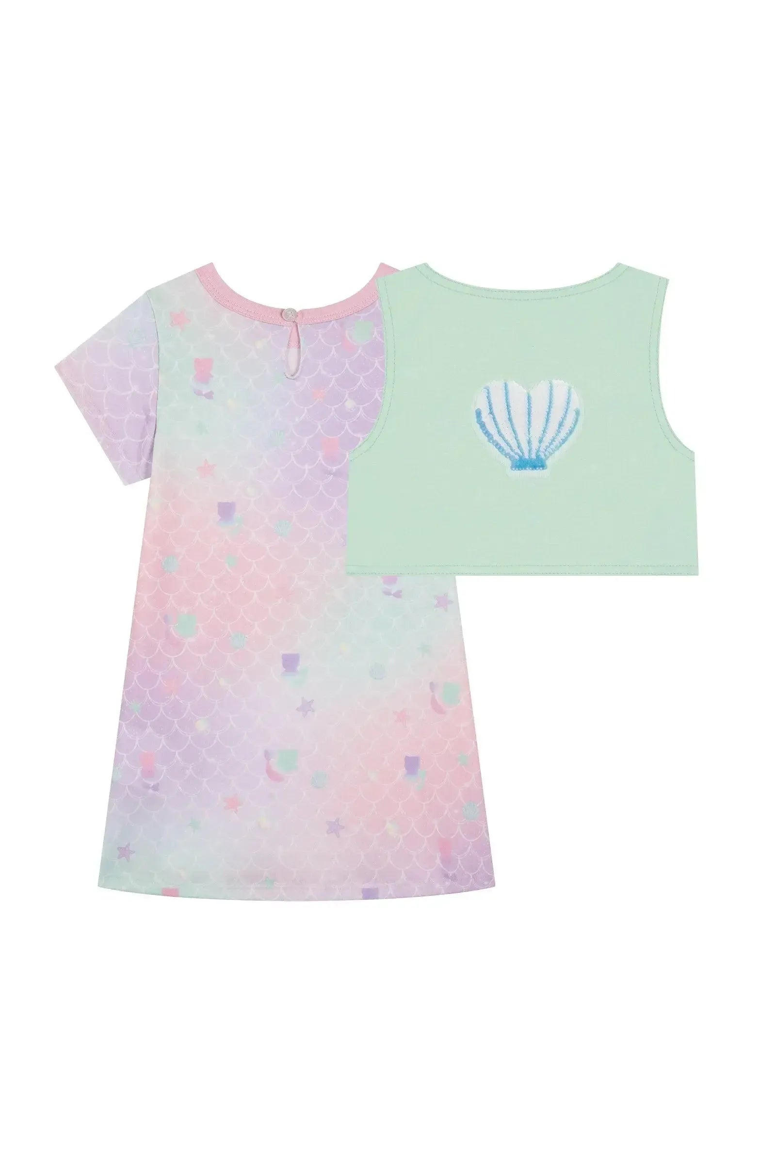 Vestido em Malha Power e Colete em Sarja com Elastano 86816 Kukiê Bebê Menina