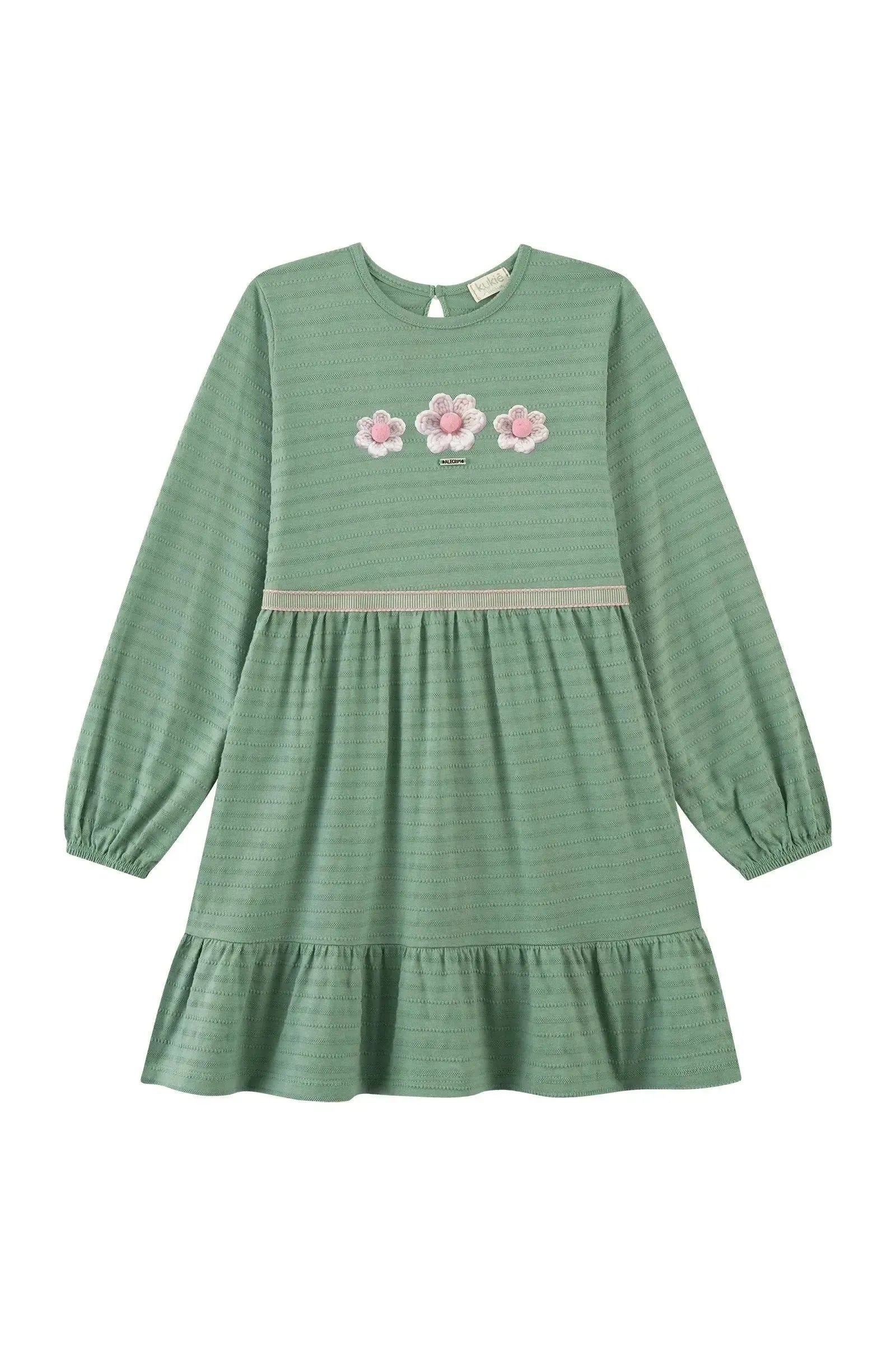 Vestido em Malha Textura 89255 Kukiê Infantil Menina