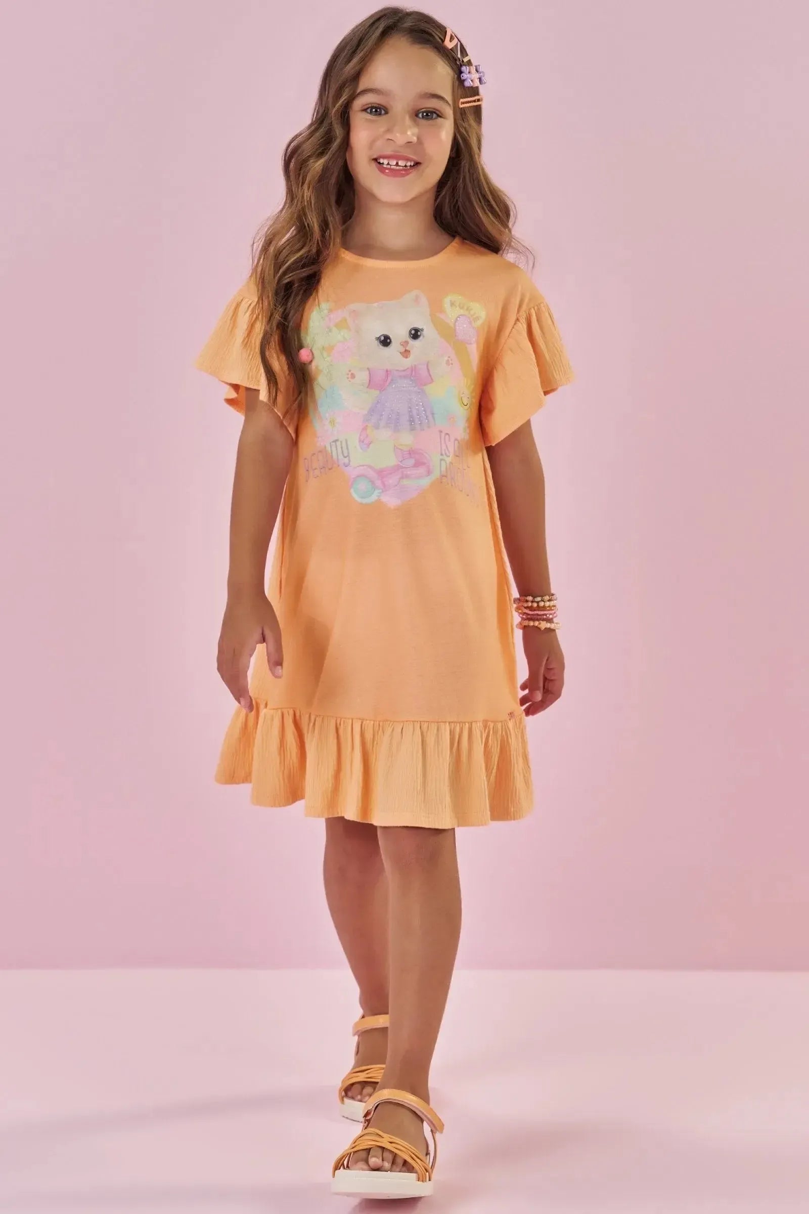 Vestido em Malha Wave 88718 Kukiê Infantil Menina