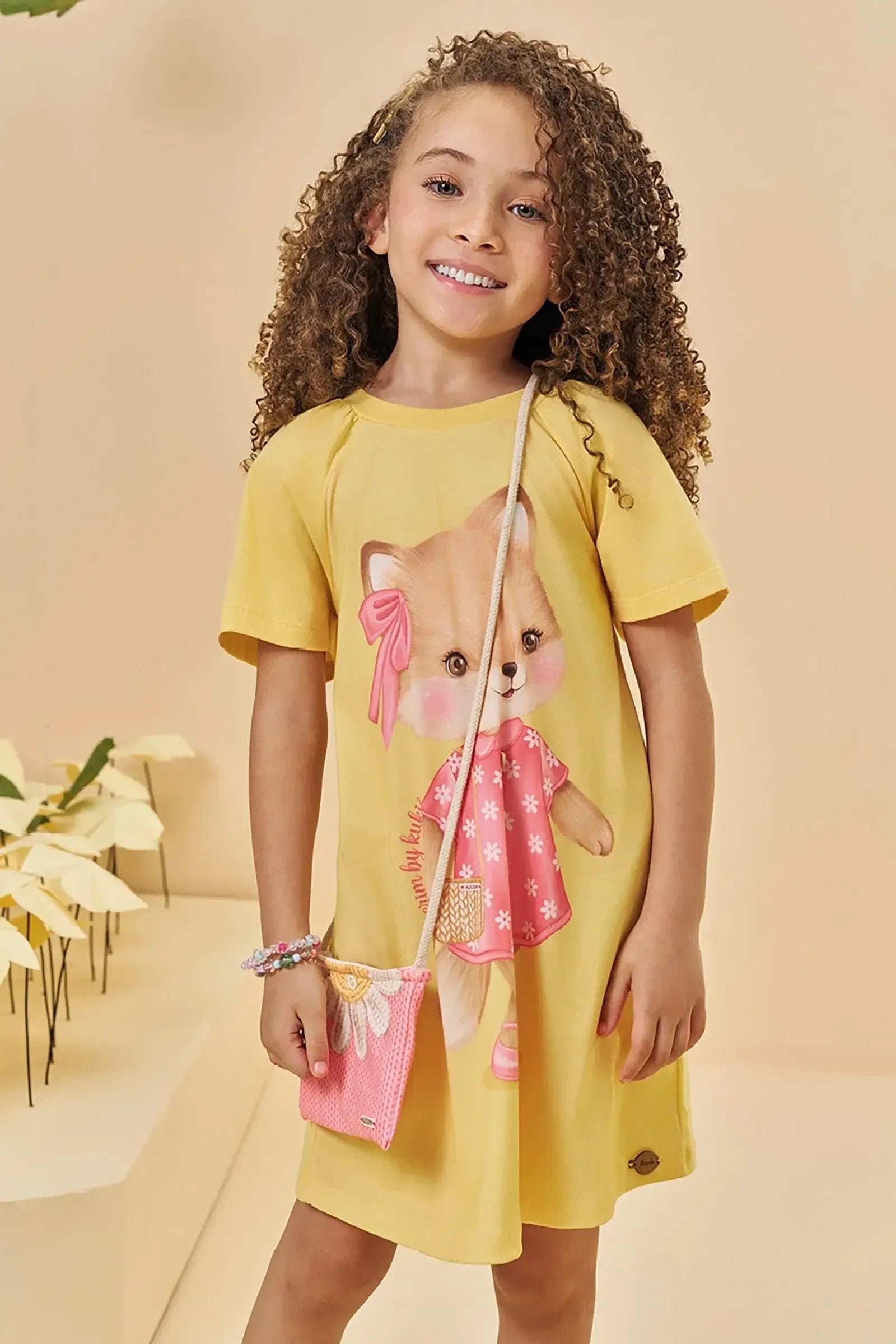 Vestido em Meia Malha. Acompanha Bolsa 94786 Kukiê Infantil Menina
