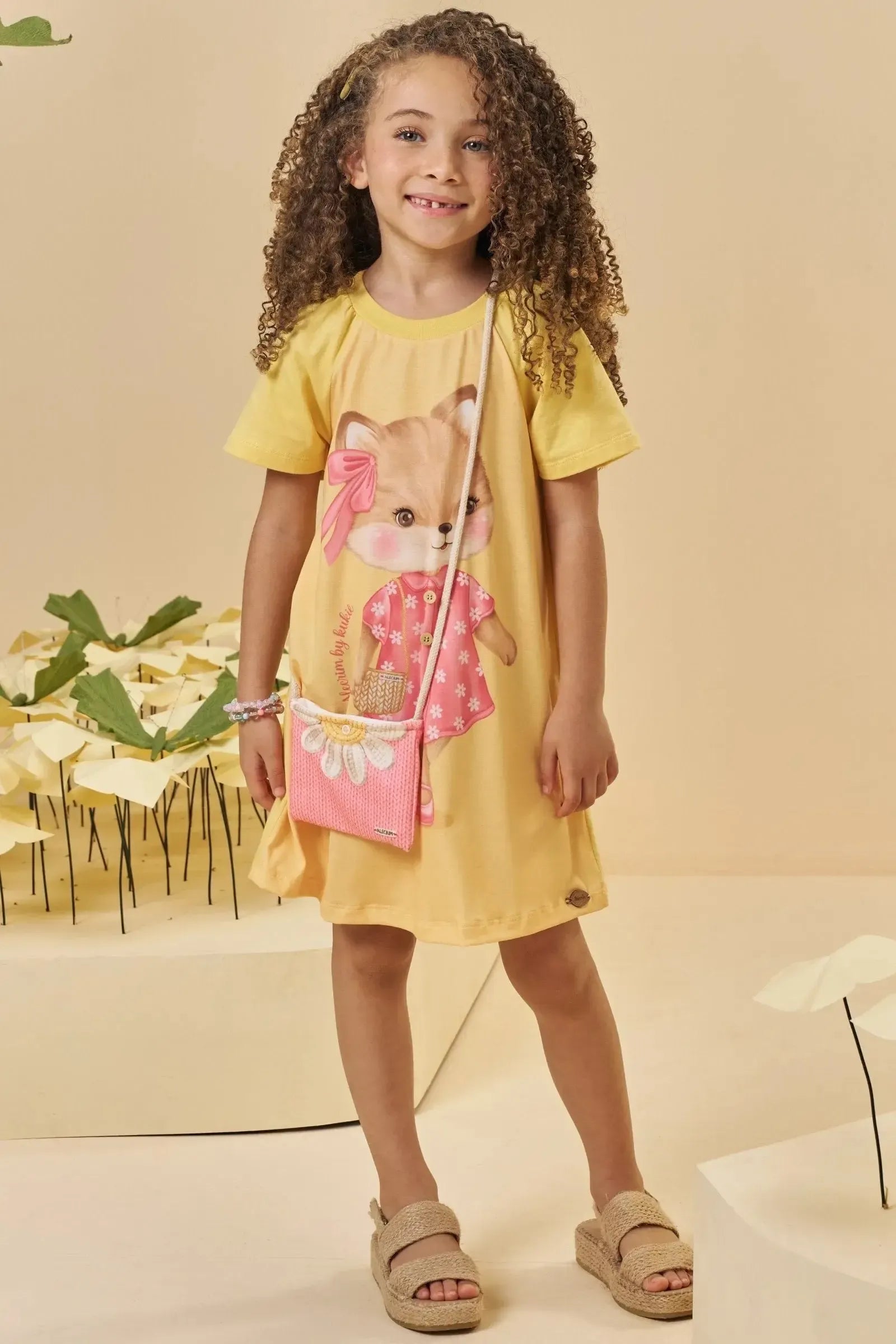 Vestido em Meia Malha. Acompanha Bolsa 94786 Kukiê Infantil Menina