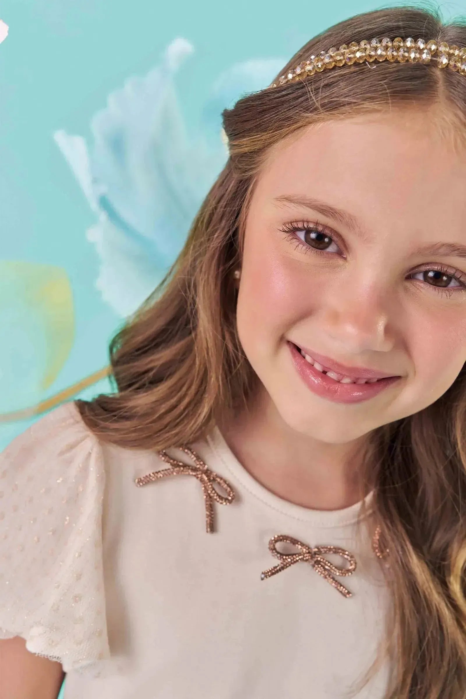 Vestido em Ribana e Tule com Elastano 86996 Kukiê Infantil Menina