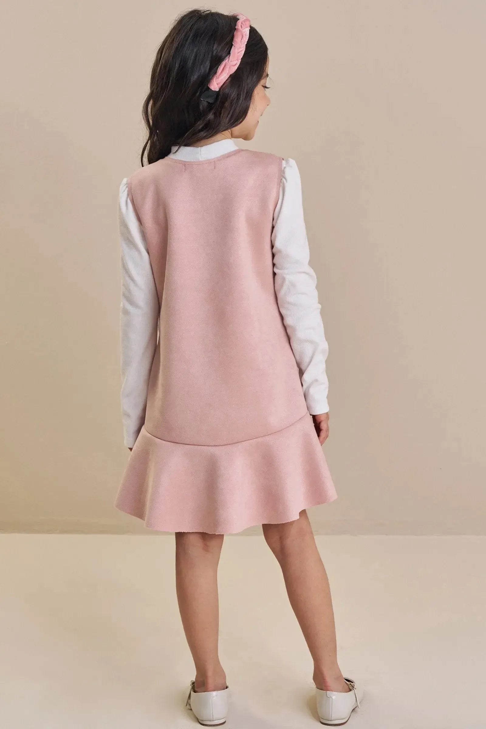 Vestido em Scuba Suede e Blusa em Canelado 92074 Kukiê Infantil Menina