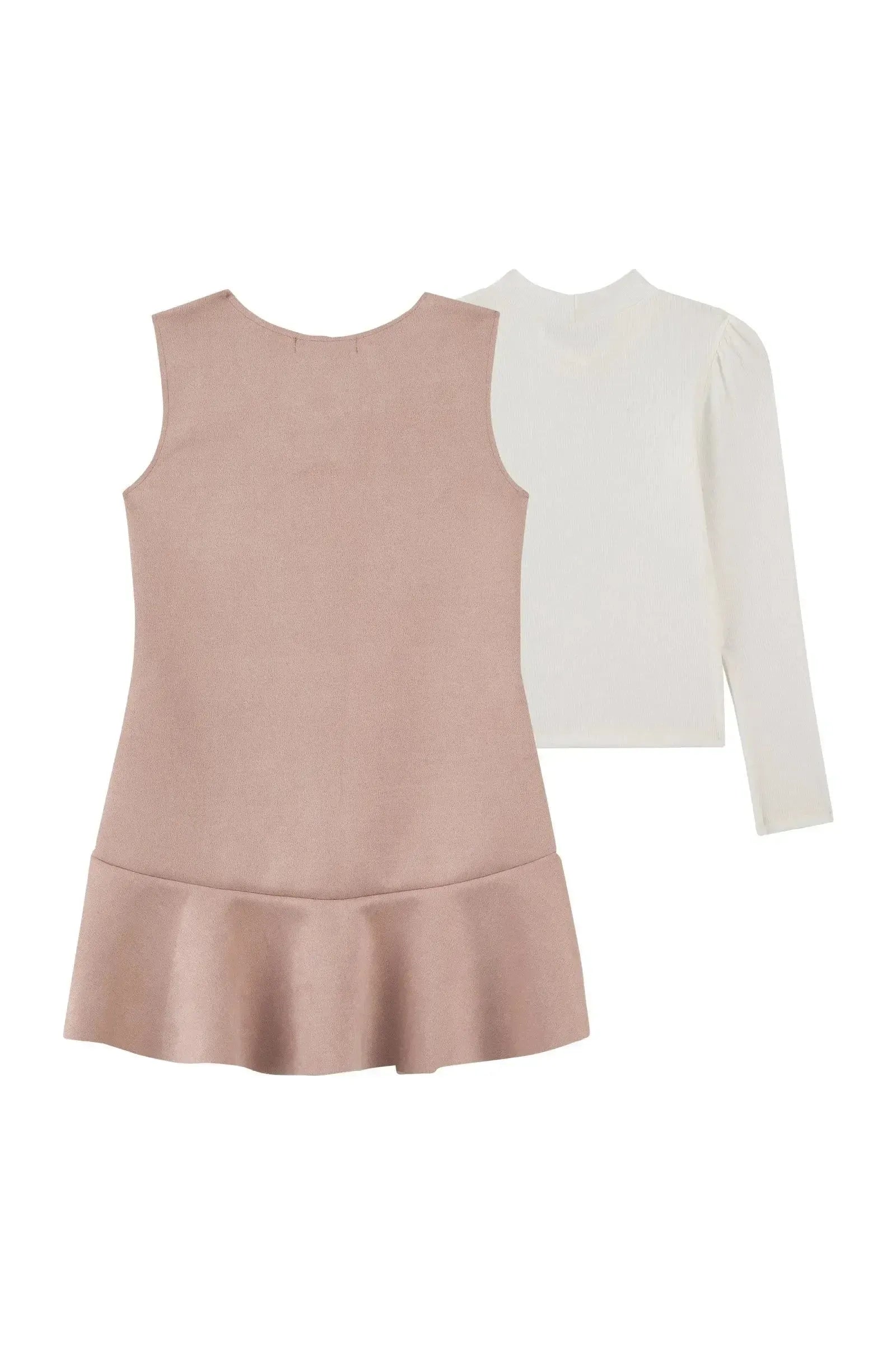 Vestido em Scuba Suede e Blusa em Canelado 92074 Kukiê Infantil Menina