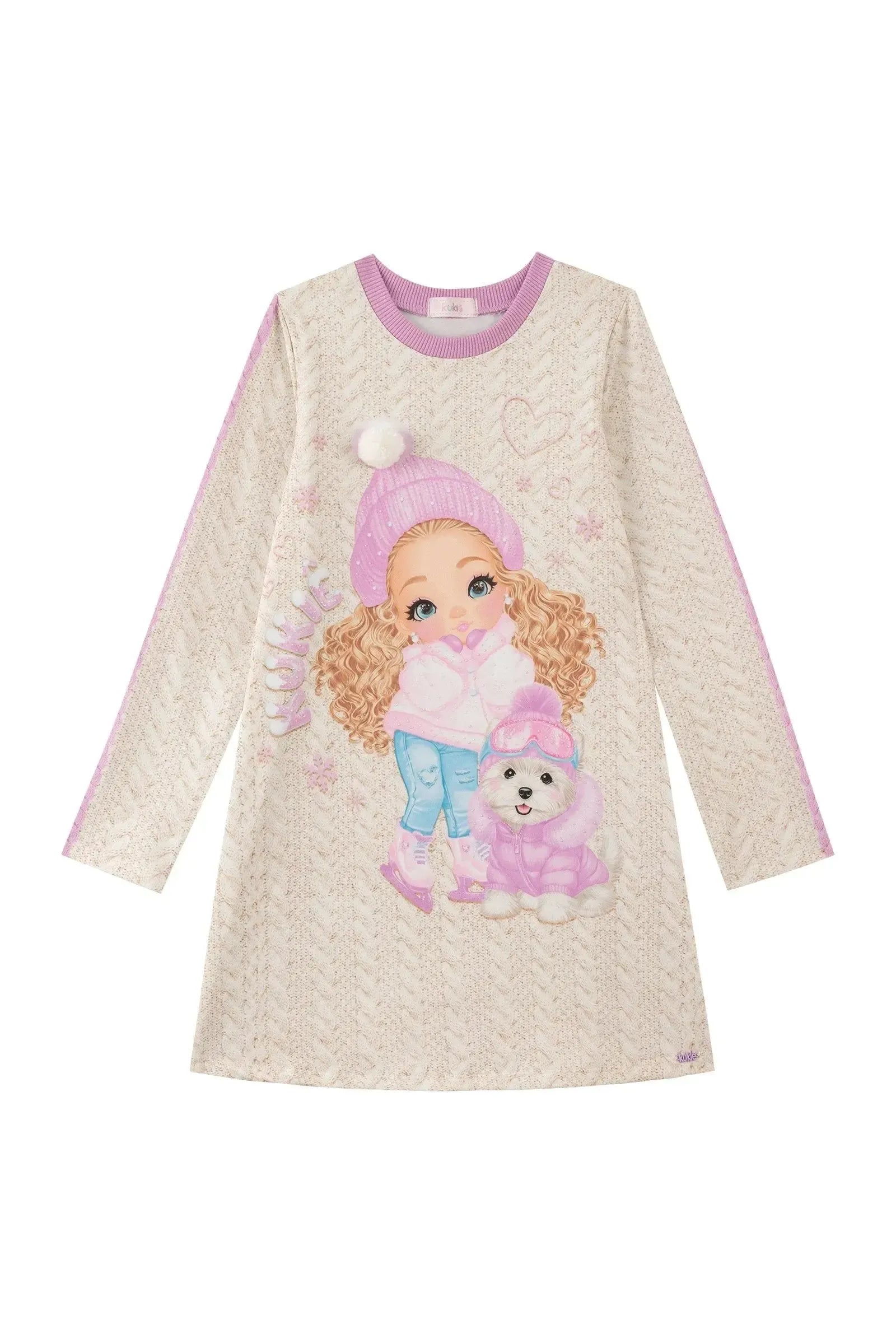 Vestido em Termoskin Peluciado 89574 Kukiê Infantil Menina