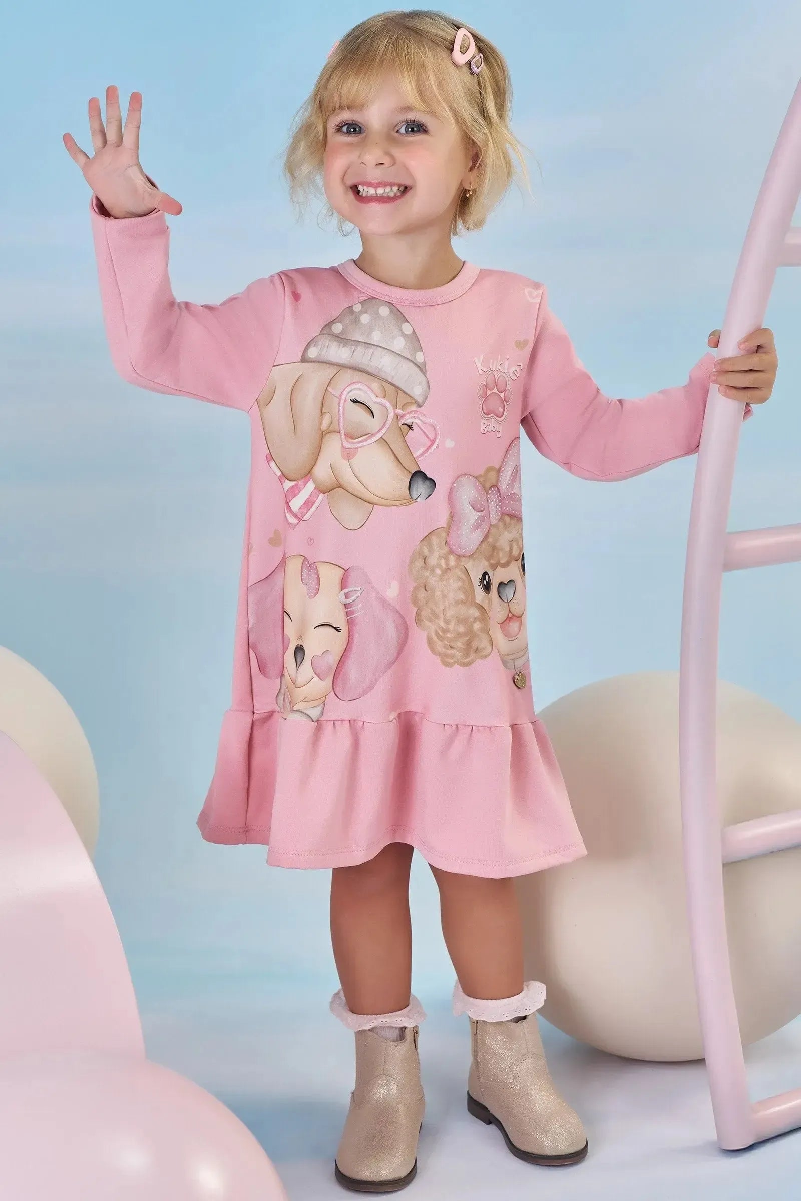 Vestido em Termoskin Peluciado 90876 Kukiê Bebê Menina