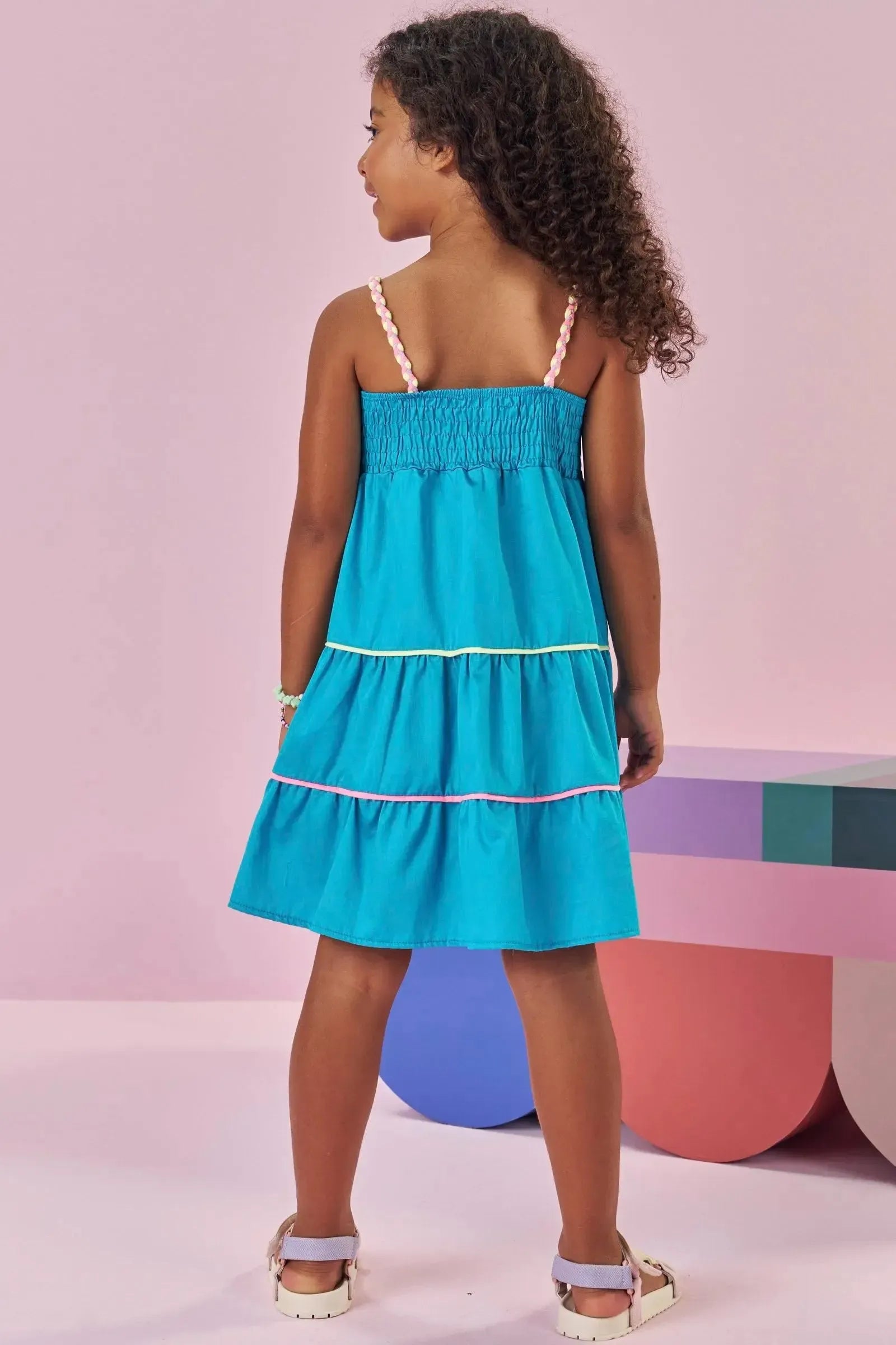 Vestido em Tricoline Glow 88320 Kukiê Infantil Menina