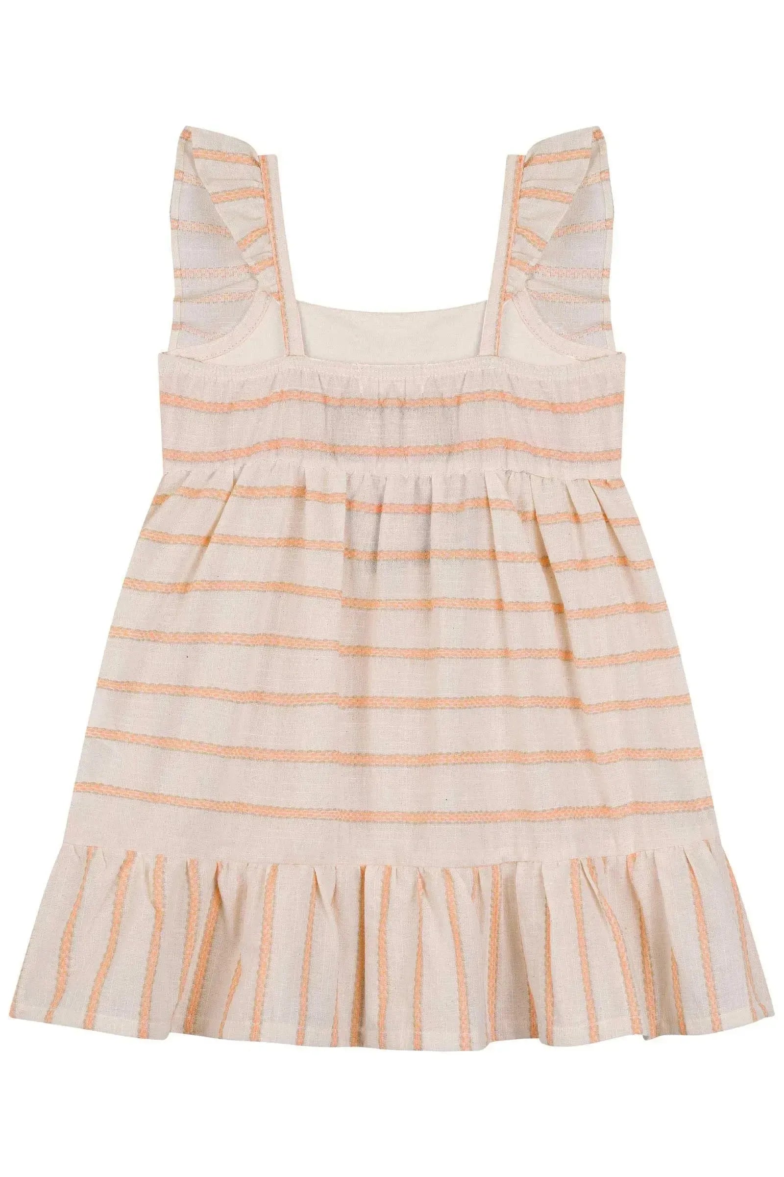 Vestido em Tricoline Linho Listras 86676 Kukiê Bebê Menina