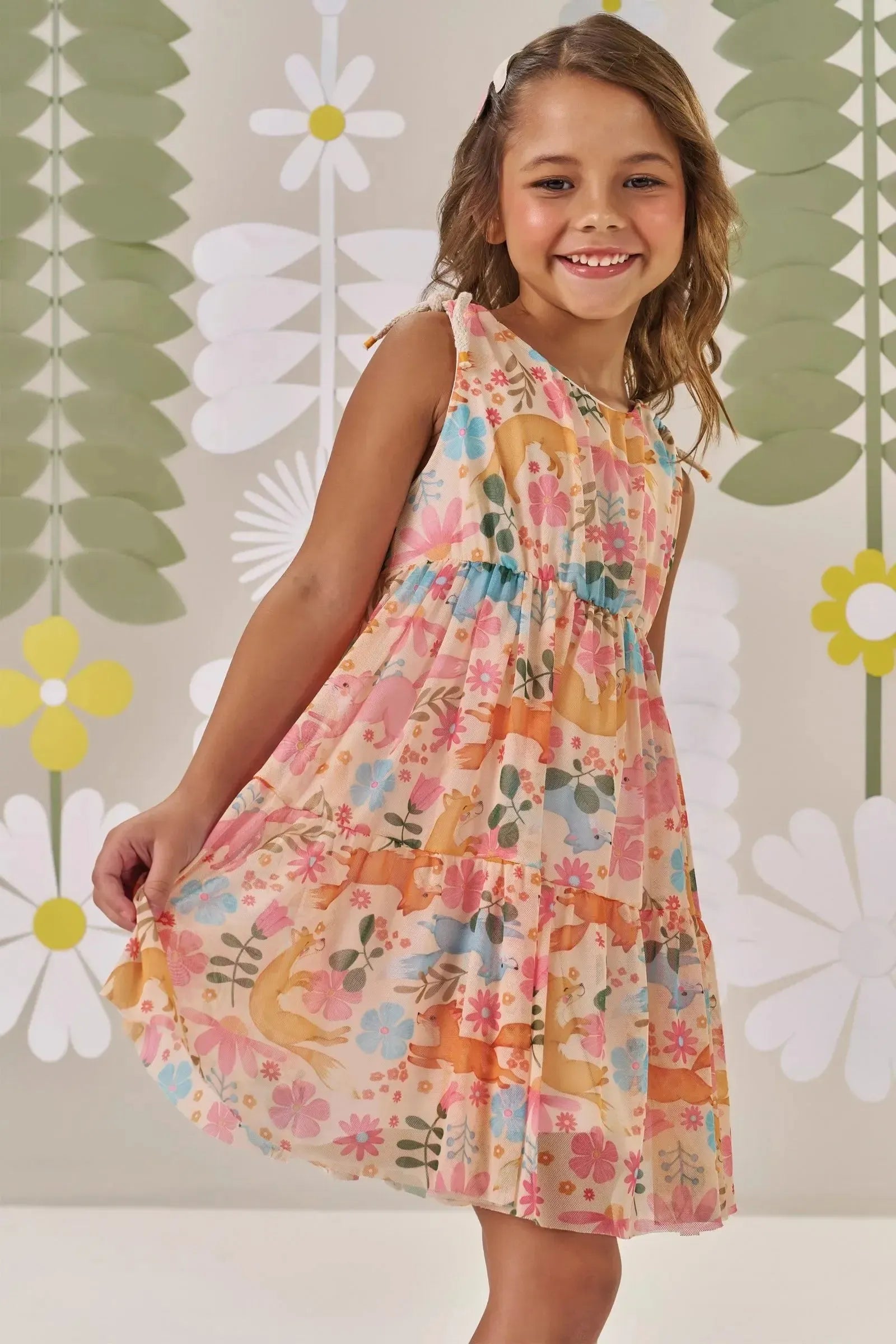 Vestido em Tule com Elastano 86489 Kukiê Infantil Menina