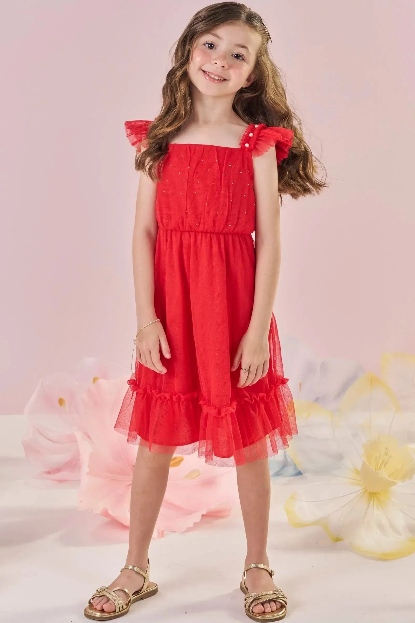 Vestido em Tule com Elastano 88351 Kukiê Infantil Menina