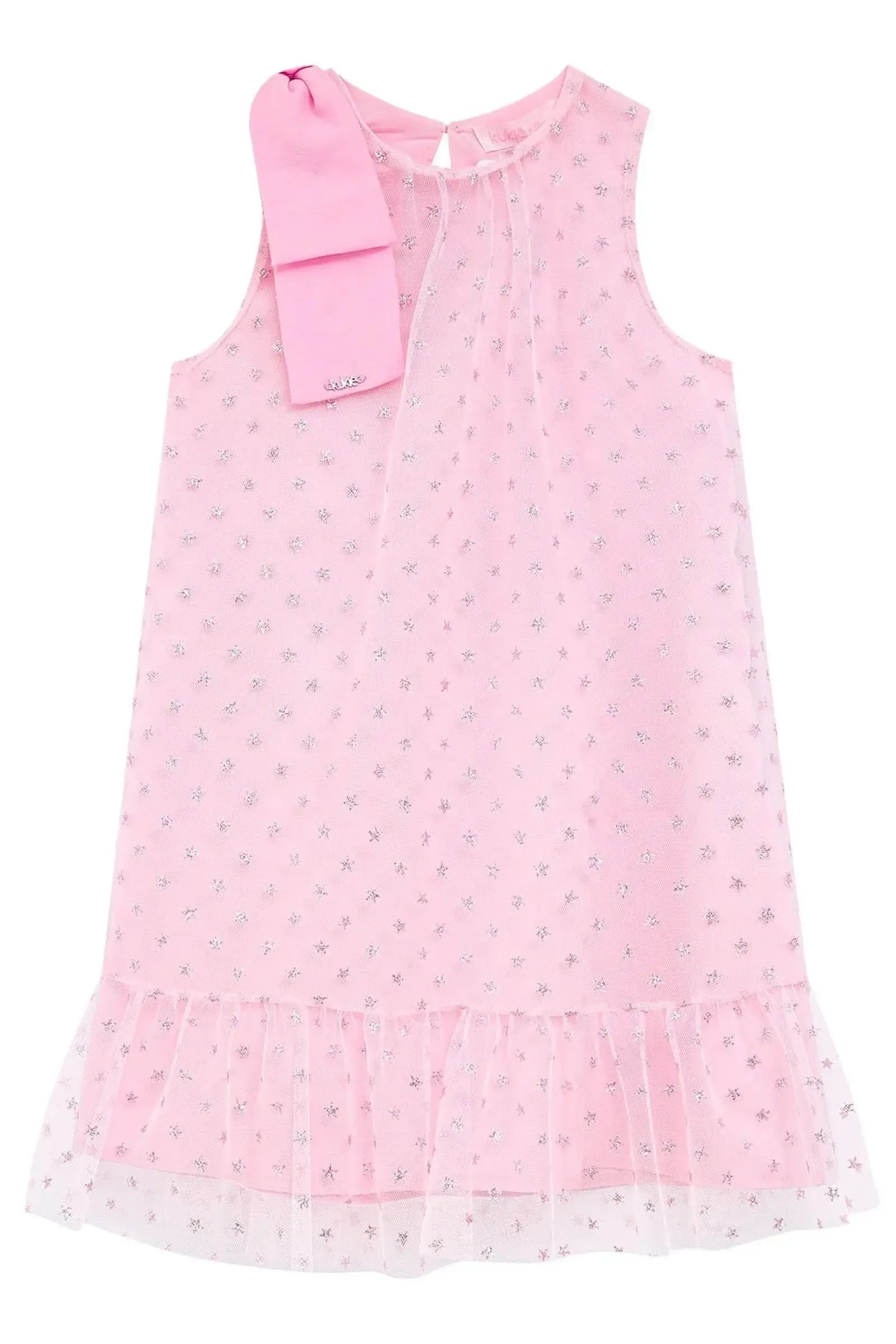 Vestido em Tule Glitter Estrelas 96563 Kukiê Infantil Menina
