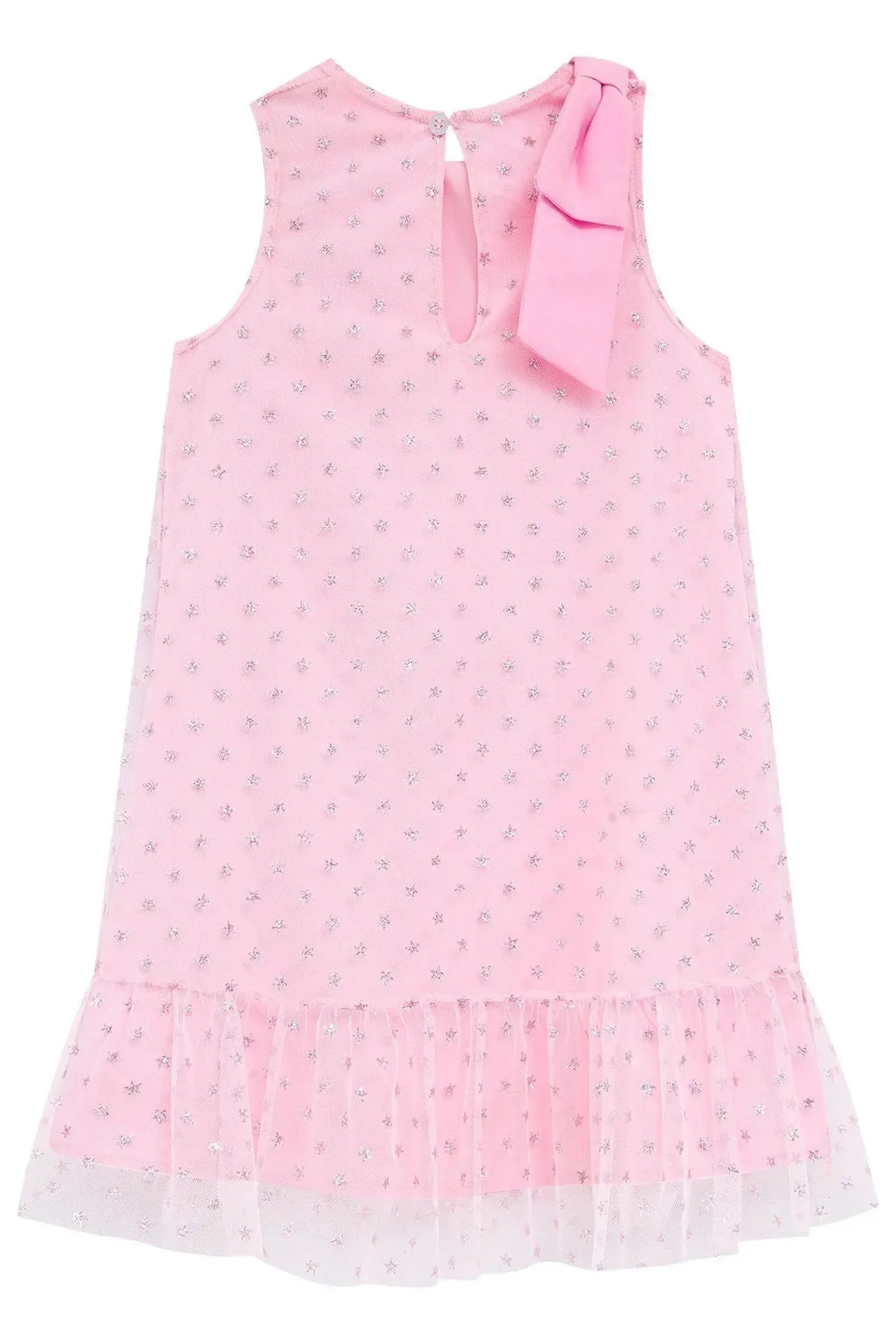 Vestido em Tule Glitter Estrelas 96563 Kukiê Infantil Menina