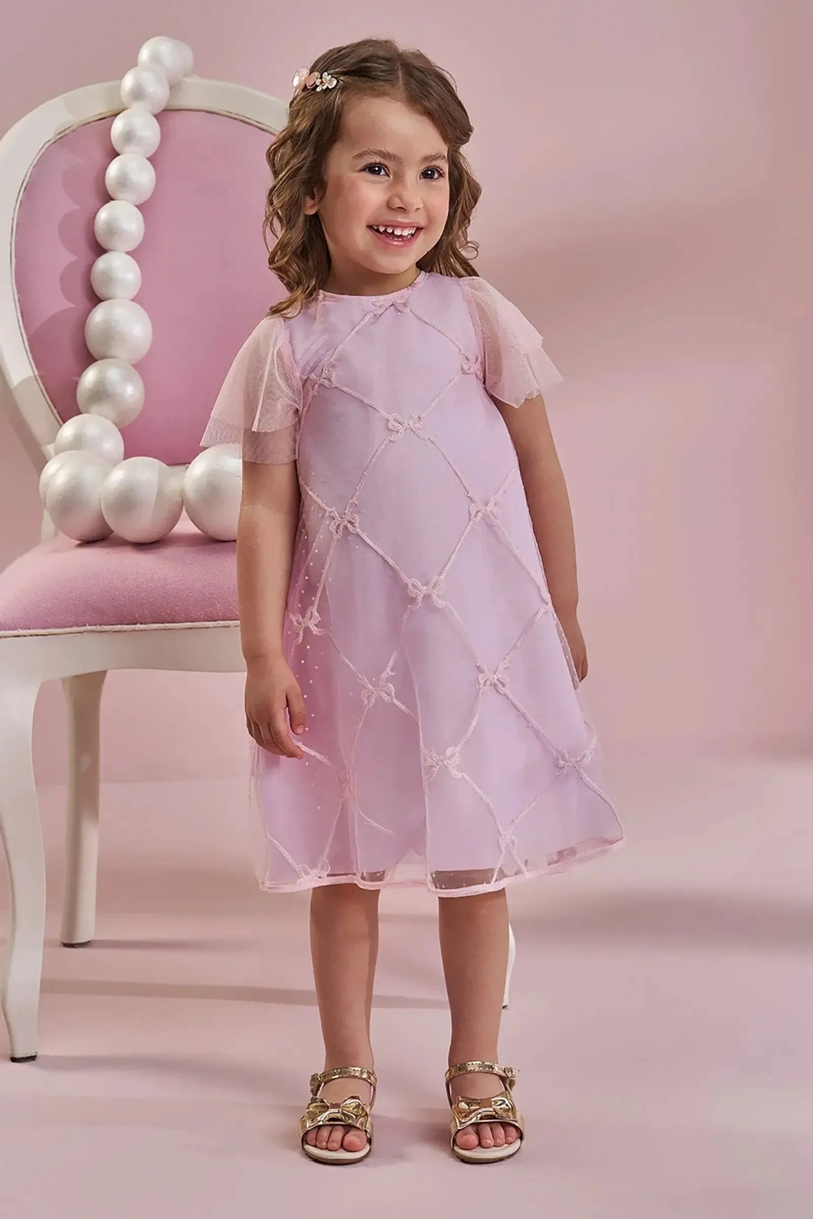 Vestido em Tule Laços 96877 Kukiê Infantil Menina