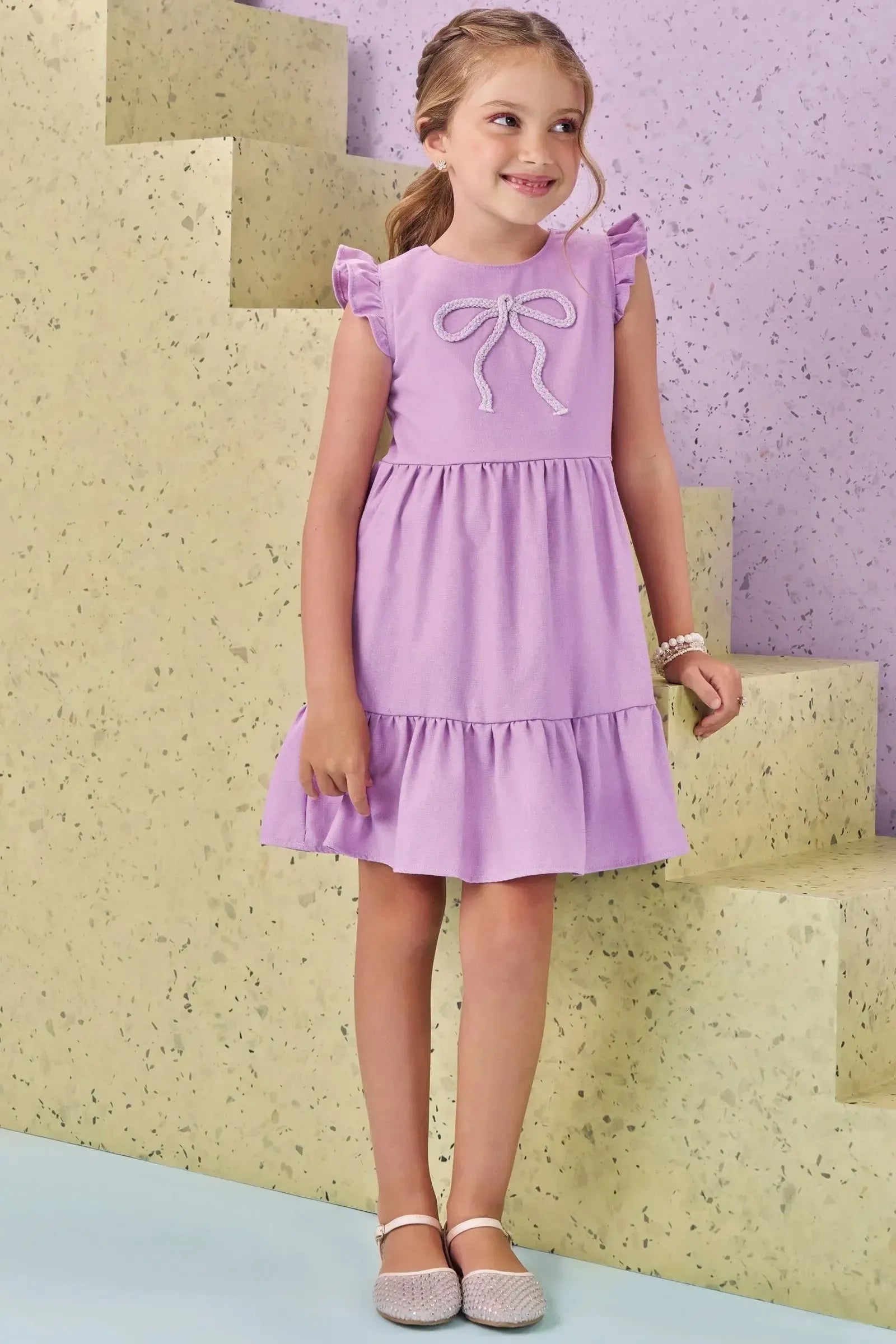 Vestido em Viscose Linho 87798 Kukiê Infantil Menina