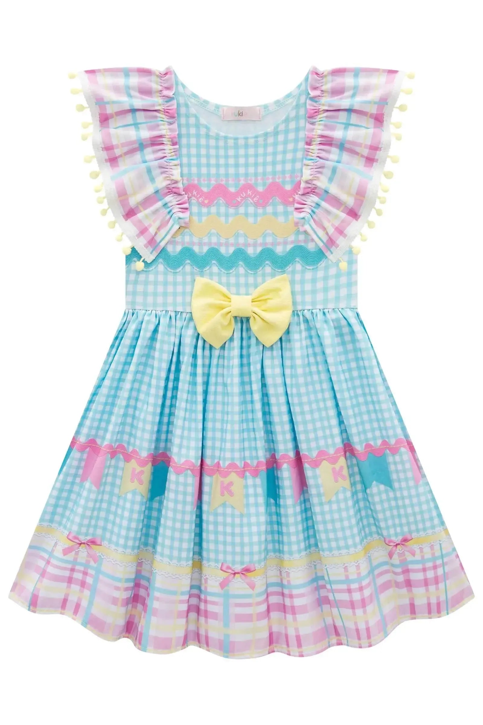 Vestido Junino Candy Color em Malha Power e Nylon 97814 Kukiê Infantil Menina