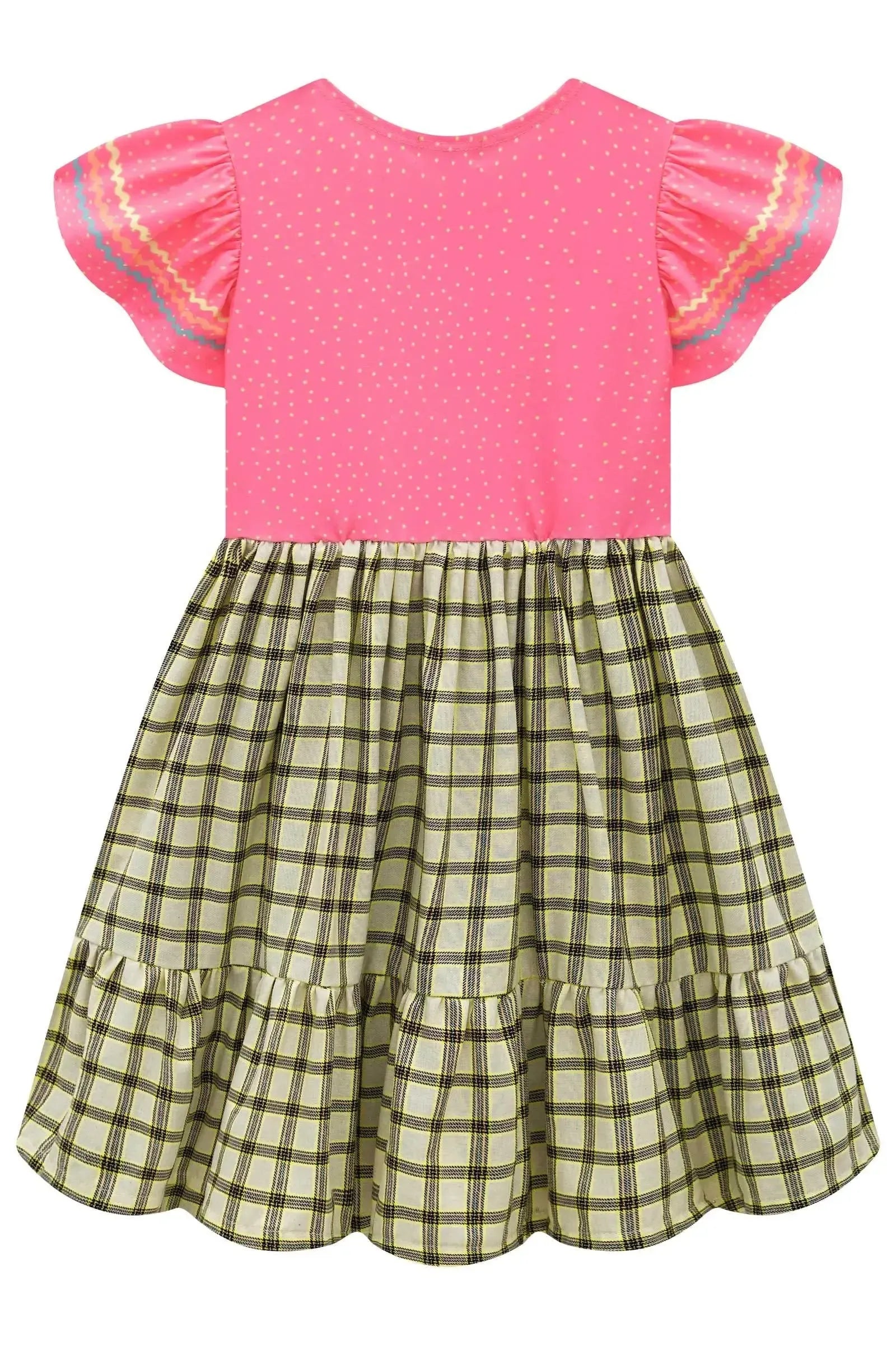 Vestido Junino Fashion em Malha Power e Tecido Xadrez 100% Algodão 97816 Kukiê Infantil Menina