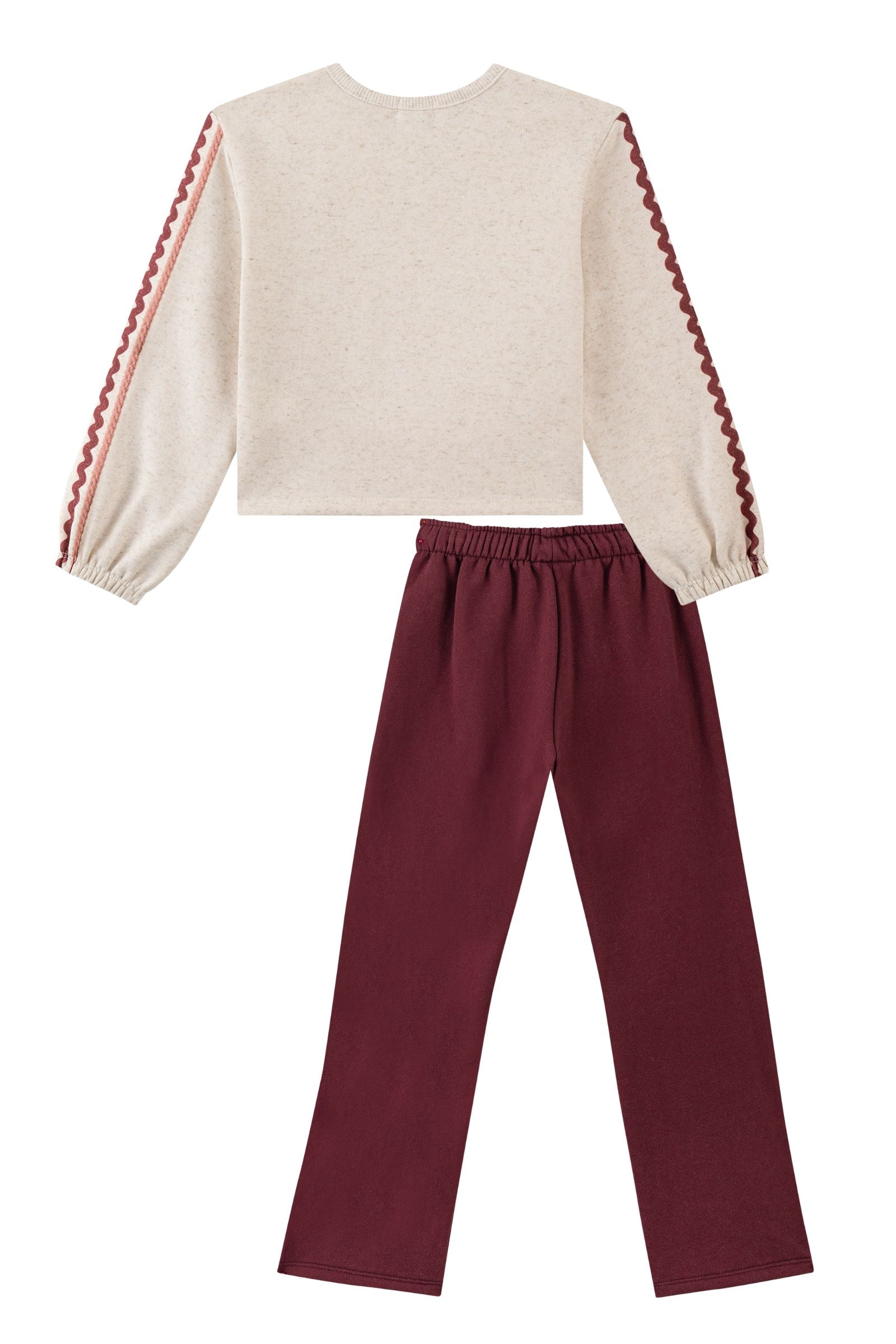 Conjunto de Blusão Boxy Over e Calça Reta em Moletom com Pelúcia 89889 Kukiê Infantil Menina