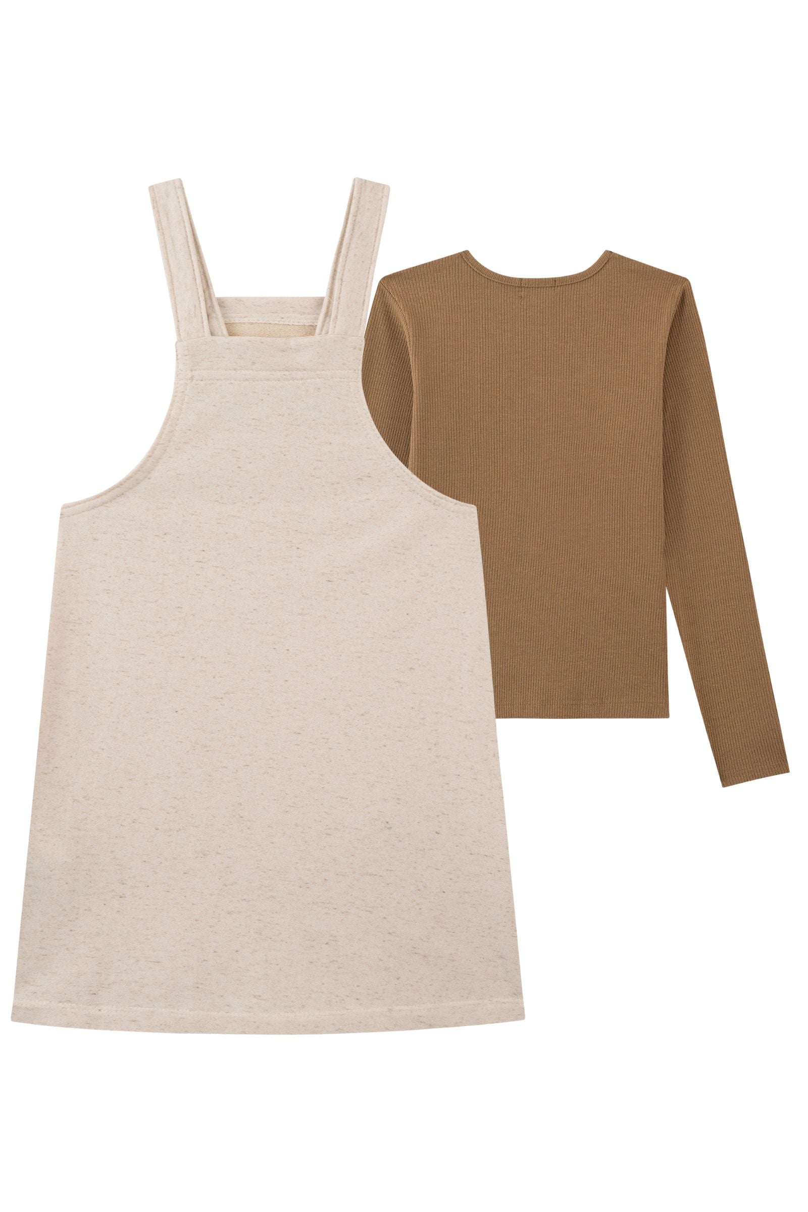 Conjunto de Blusa em Canelado e Salopete em Moletom Linho sem Pelúcia 89904 Kukiê Infantil Menina