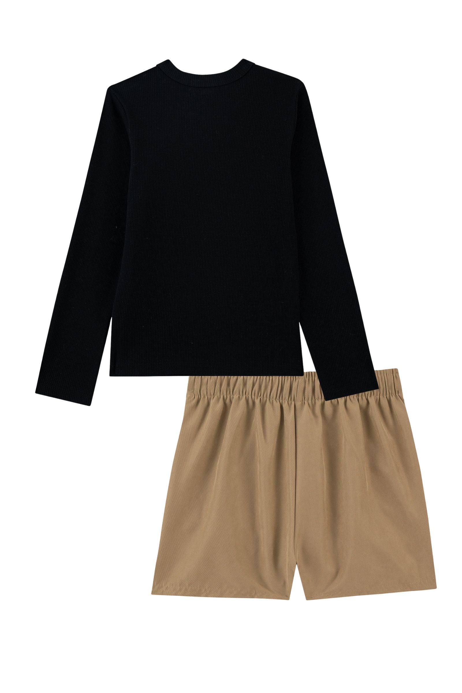 Conjunto de Blusa em Canelado e Shorts em Tecido Sarjado 90582 Kukiê Infantil Menina