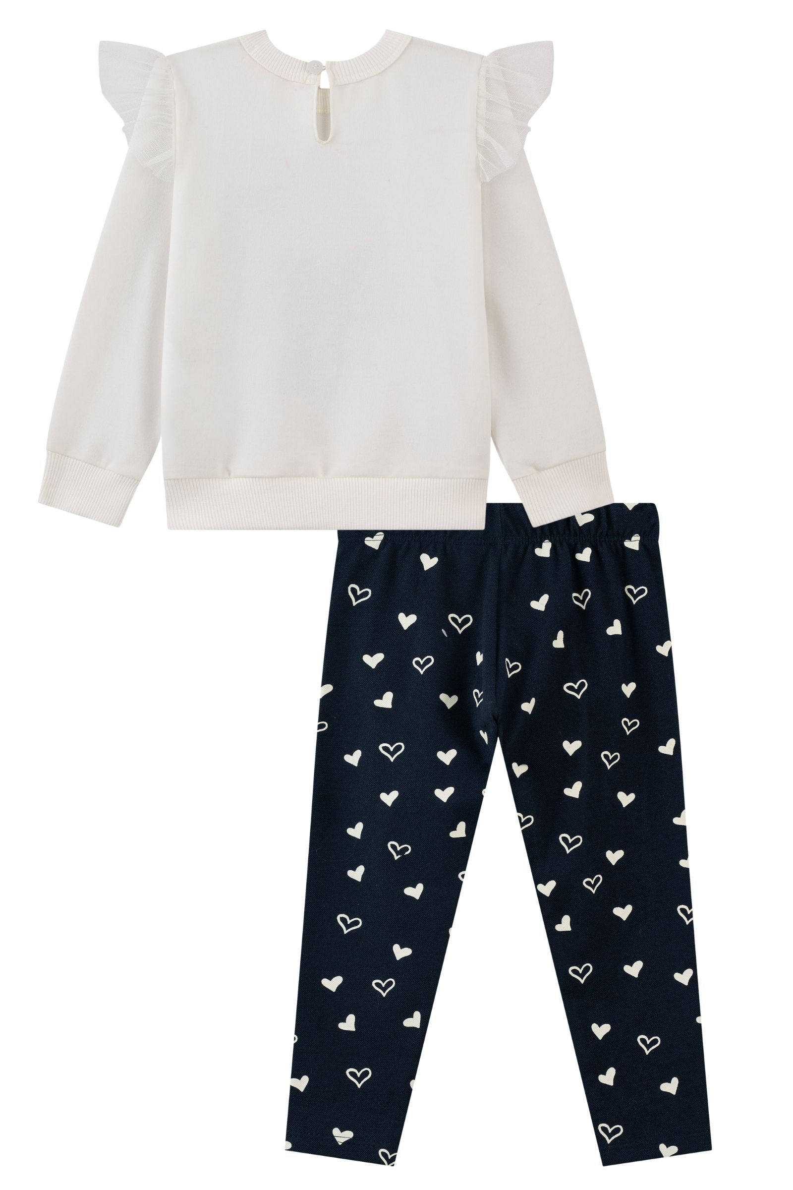 Conjunto de Blusão em Molecotton e Calça Legging em Piquet com Elastano 92141 Kukiê Bebê Menina