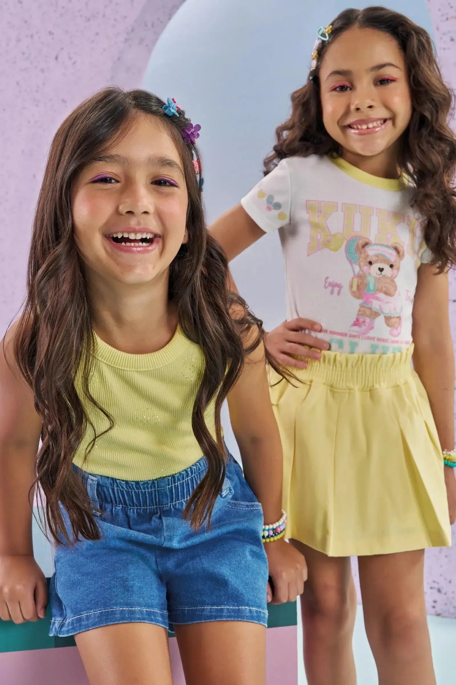 Shorts em Jeans com Elastano 86883 Kukiê Infantil Menina