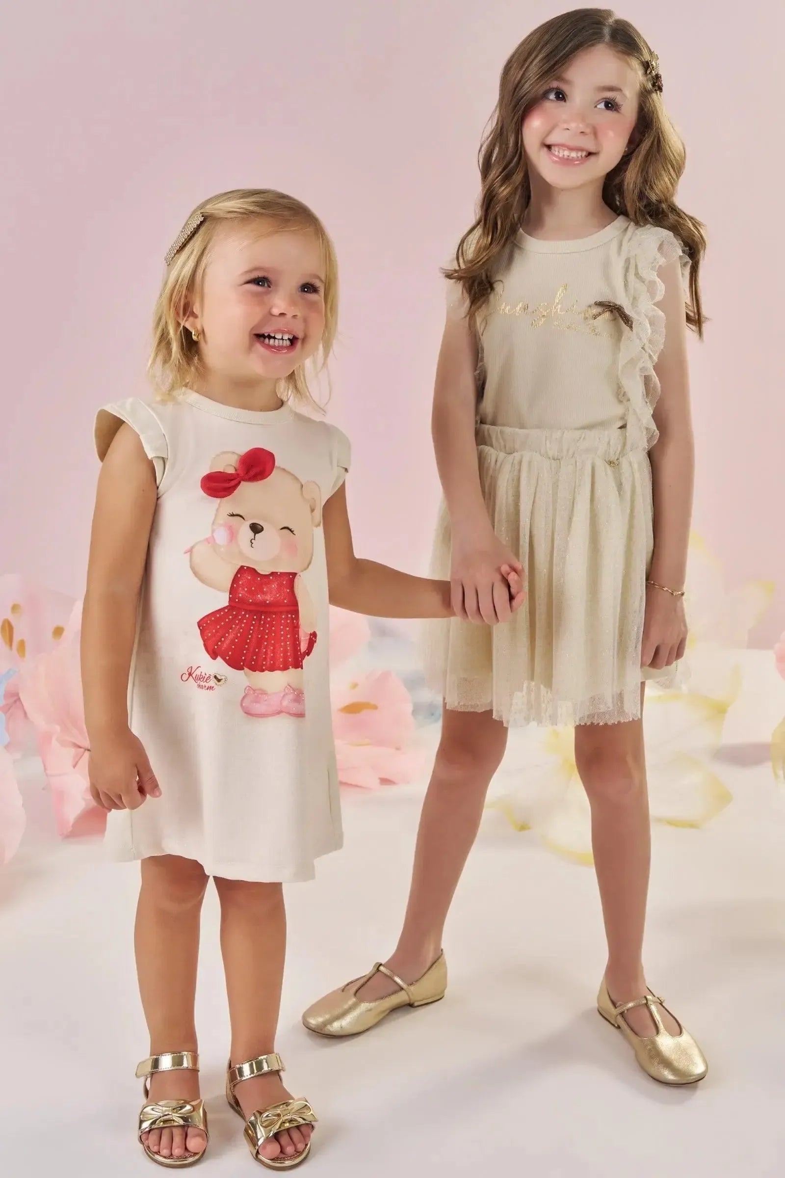 Conjunto de Blusa em Canelado Liz e Saia em Tule com Elastano com Shorts Embutido 87564 Kukiê Infantil Menina