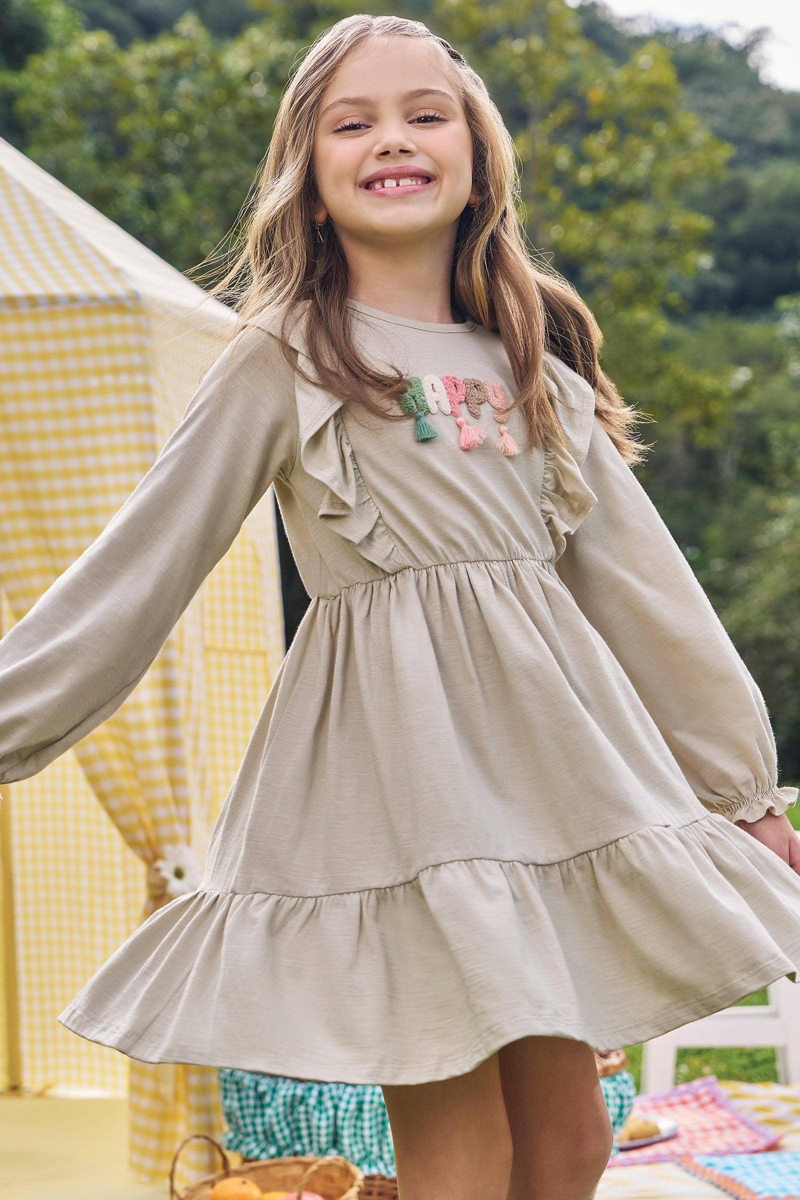 Vestido em Meia Malha Flamê 89258 Kukiê Infantil Menina