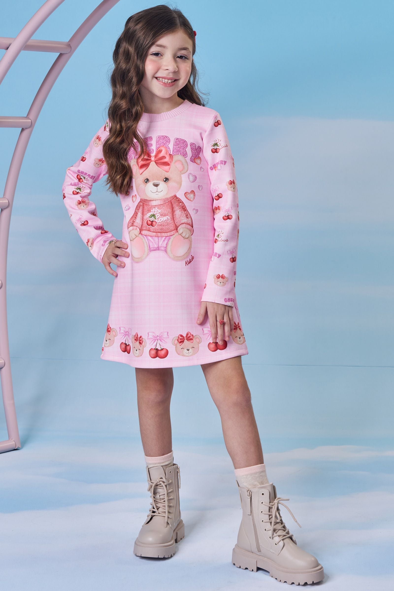 Vestido em Fly Tech 89567 Kukiê Infantil Menina