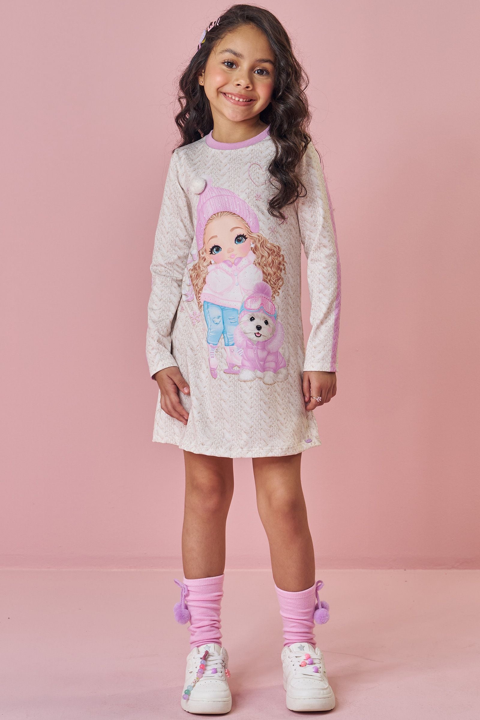 Vestido em Termoskin Peluciado 89574 Kukiê Infantil Menina