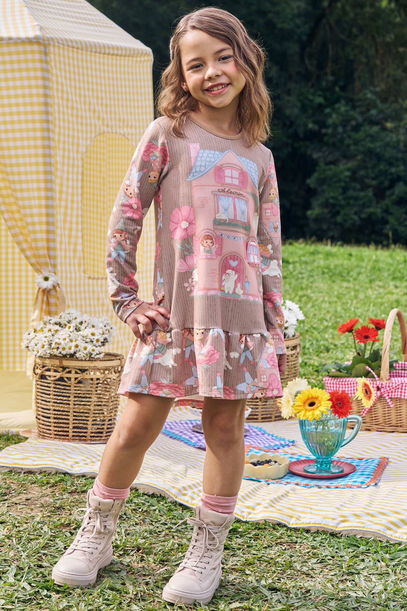 Vestido em Molecotton 90302 Kukiê Infantil Menina