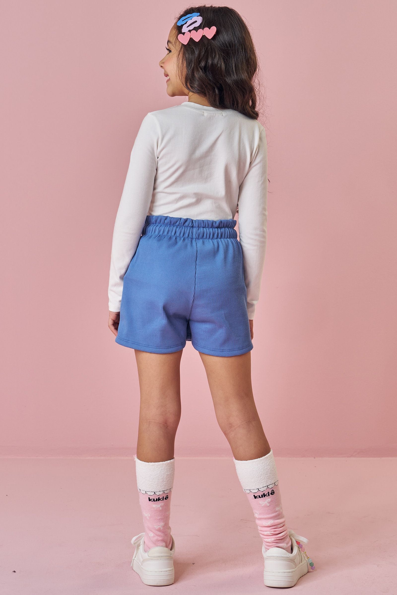 Conjunto de Blusa em Cotton e Shorts em Soft Line 91675 Kukiê Infantil Menina
