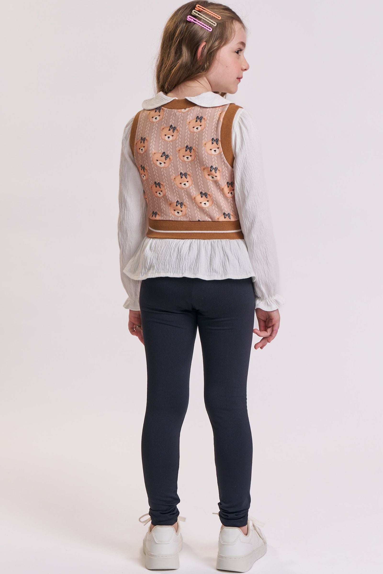 Trio de Bata em Malha Wave Calça Legging em Termoskin e Colete em Molecotton 91746 Kukiê Infantil Menina