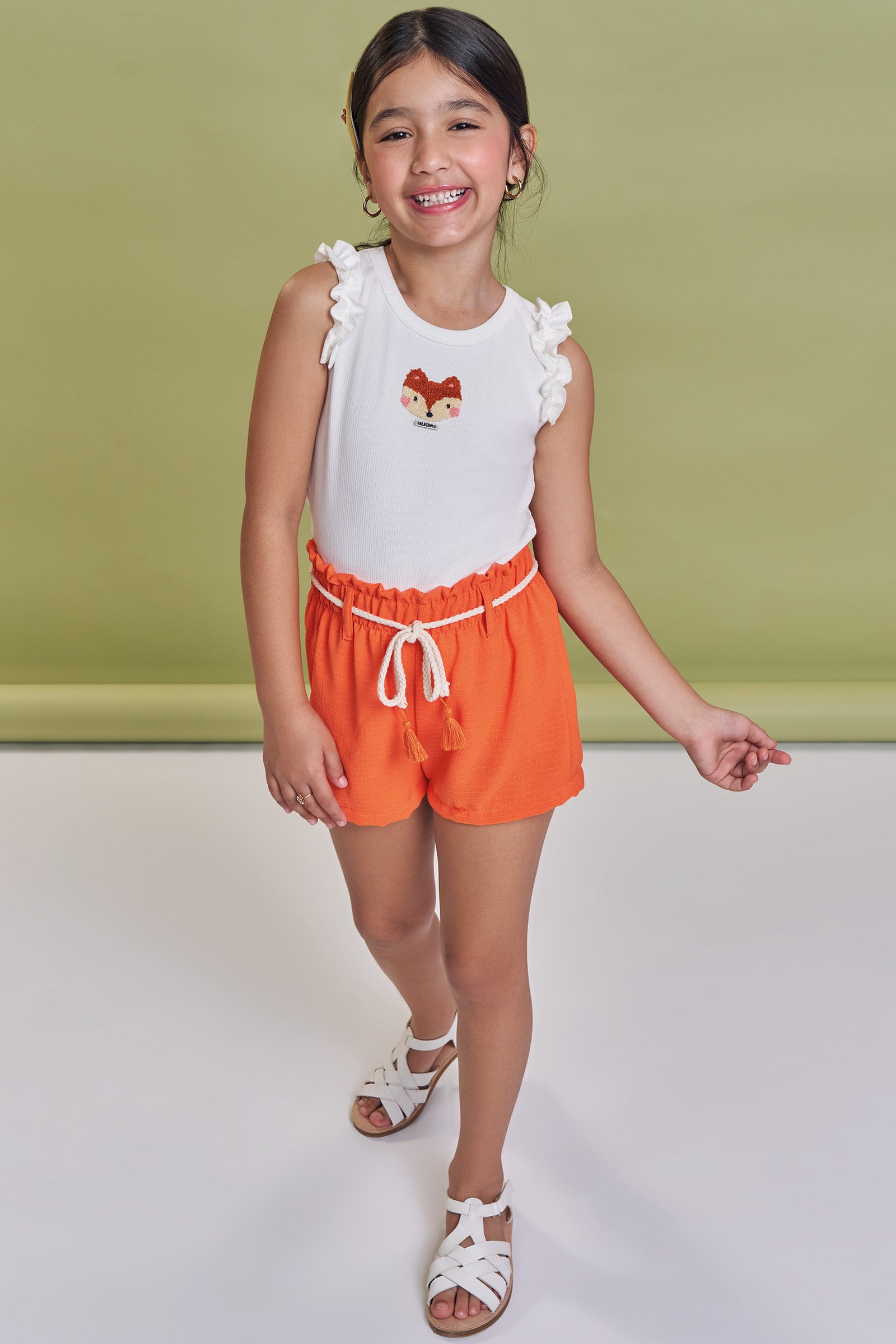 Conjunto de Regata em Canelado Liz e Shorts em Tecido Air Flow 92997 Kukiê Infantil Menina
