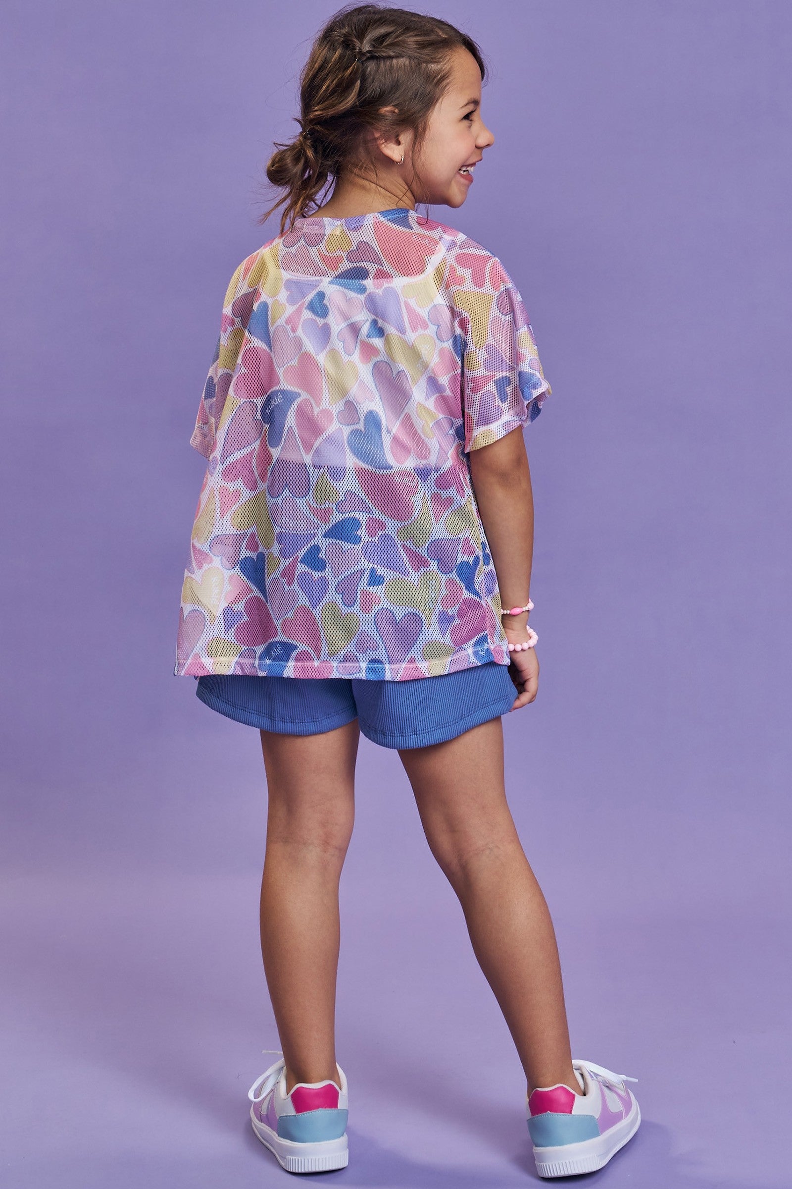 Trio de Blusa em Meia Malha Shorts em Soft Line e Kimono em Tela Fashion 93132 Kukiê Infantil Menina