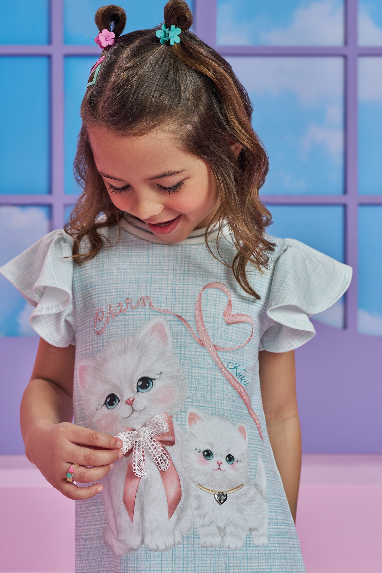 Vestido em Molecotton 93748 Kukiê Infantil Menina