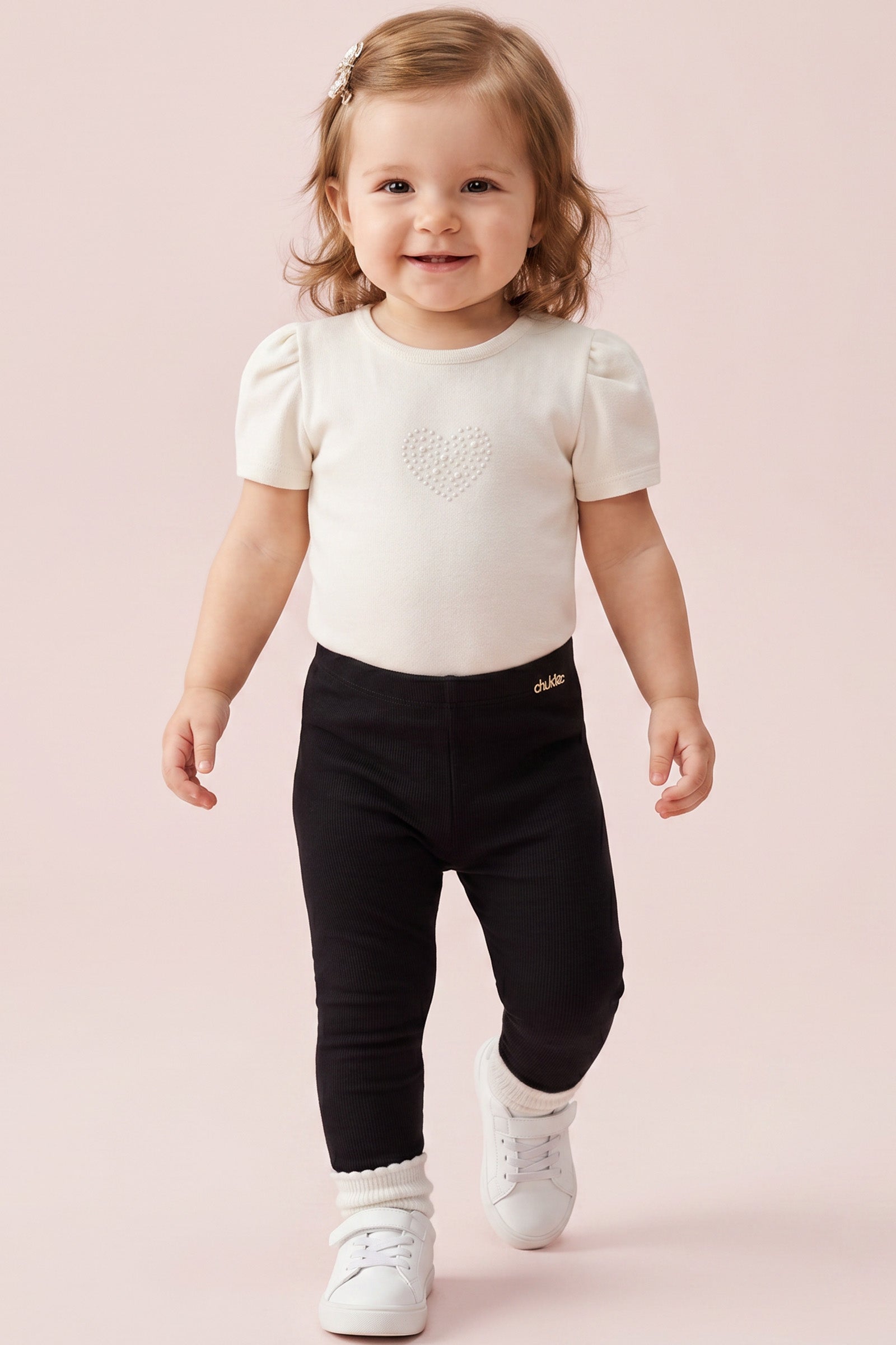 Calça Legging em Ribana 1x1 94703 Kukiê Bebê Menina