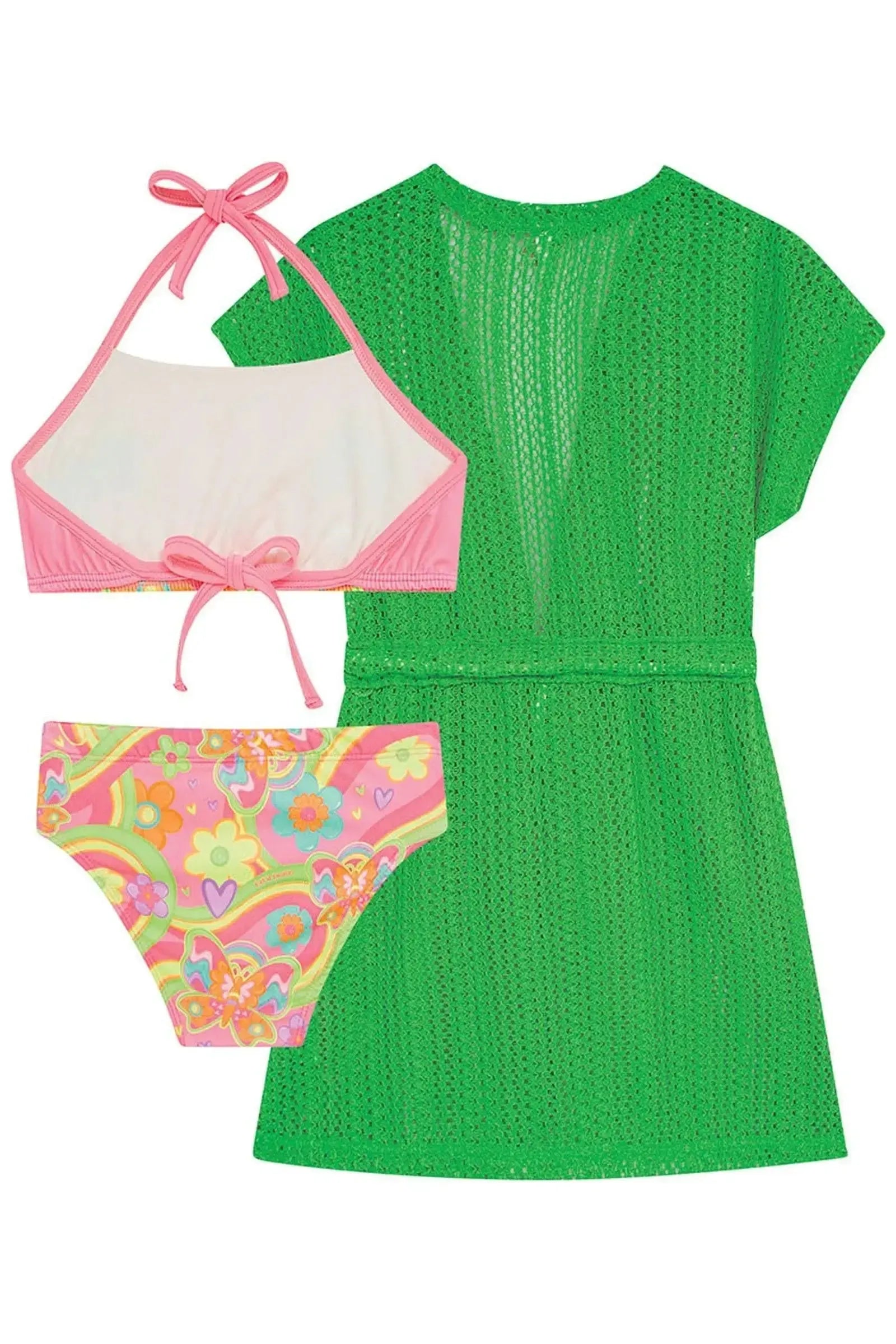 Biquíni em Malha com Proteção UV50+ e Saída de Praia em Malha Tricot 93049 Kukiê Infantil Menina