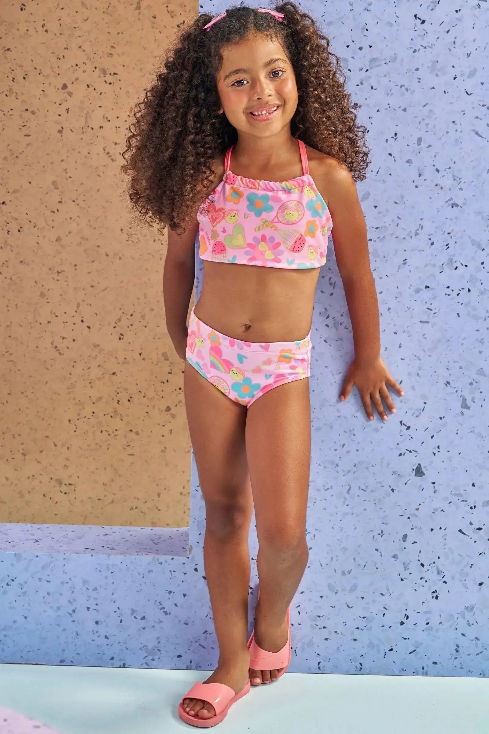 Biquíni em Malha com Proteção UV50+ (Parte Superior Reversível) 87447 Kukiê Infantil Menina