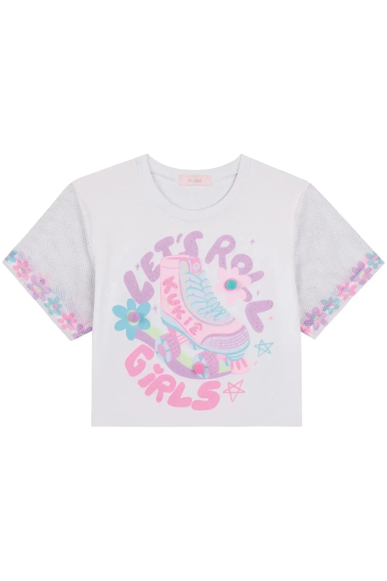 Blusa Boxy Over em Meia Malha e Tela 88176 Kukiê Infantil Menina