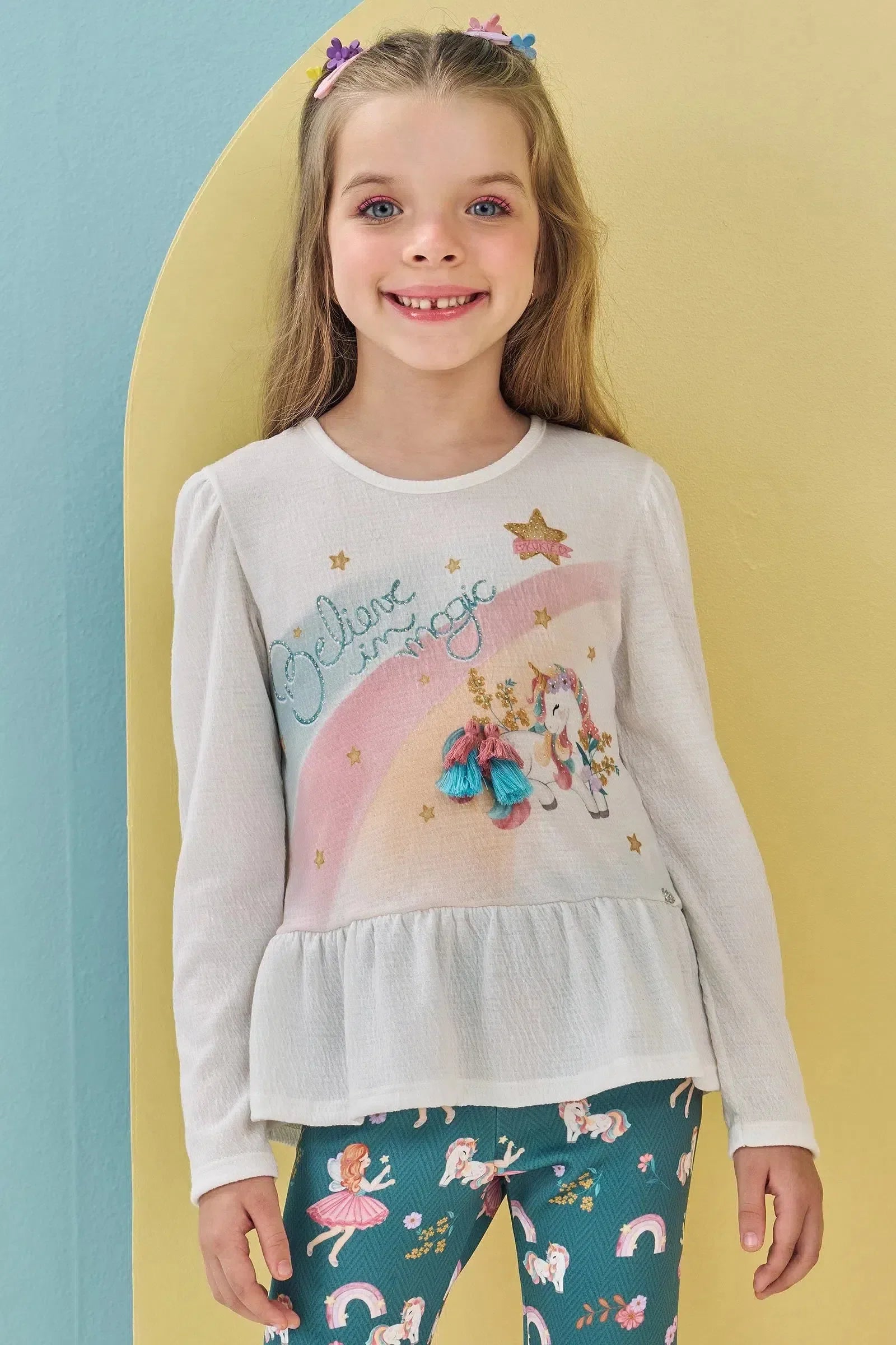 Blusa em Malha Wave 81023 Kukiê Infantil Menina