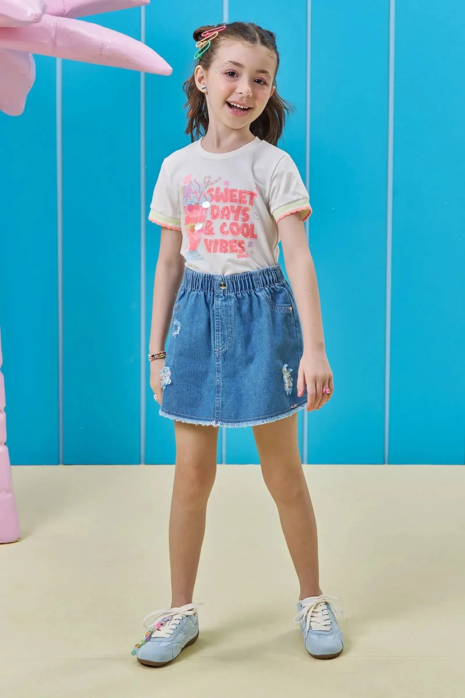 Blusa em Meia Malha 97023 Kukiê Infantil Menina