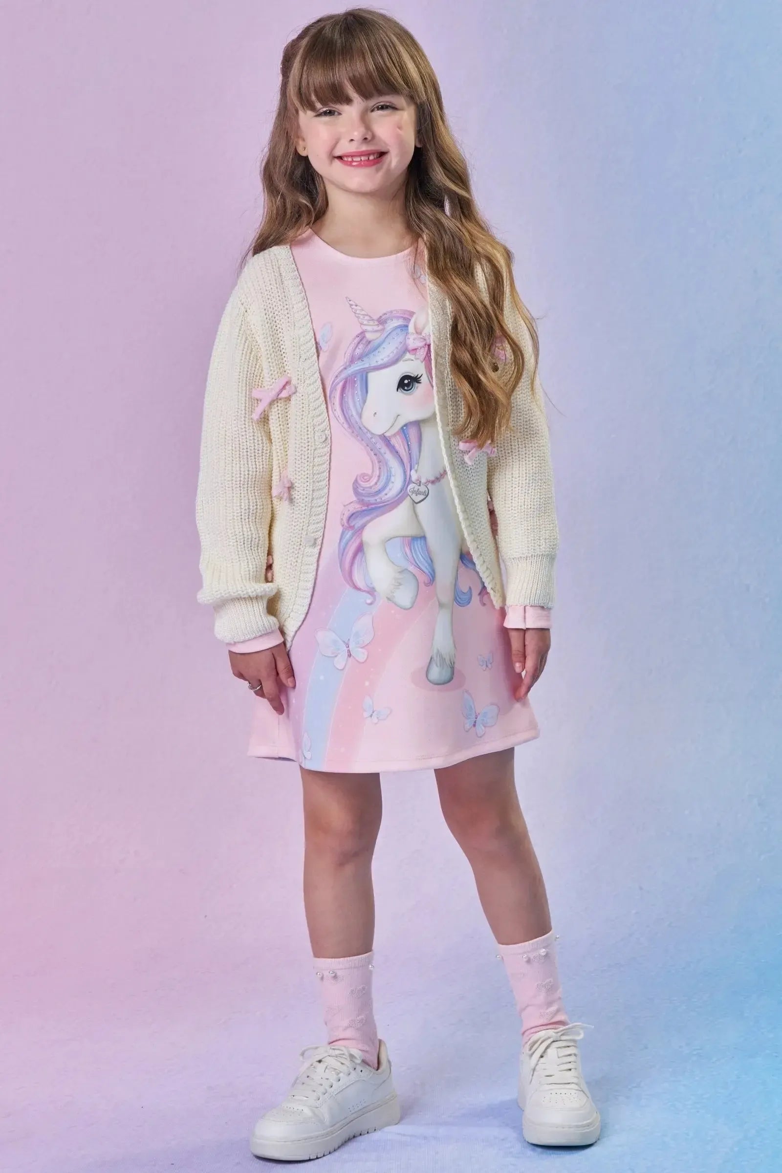 Cardigan em Tricot 100% Acrílico 88170 Infanti Infantil Menina