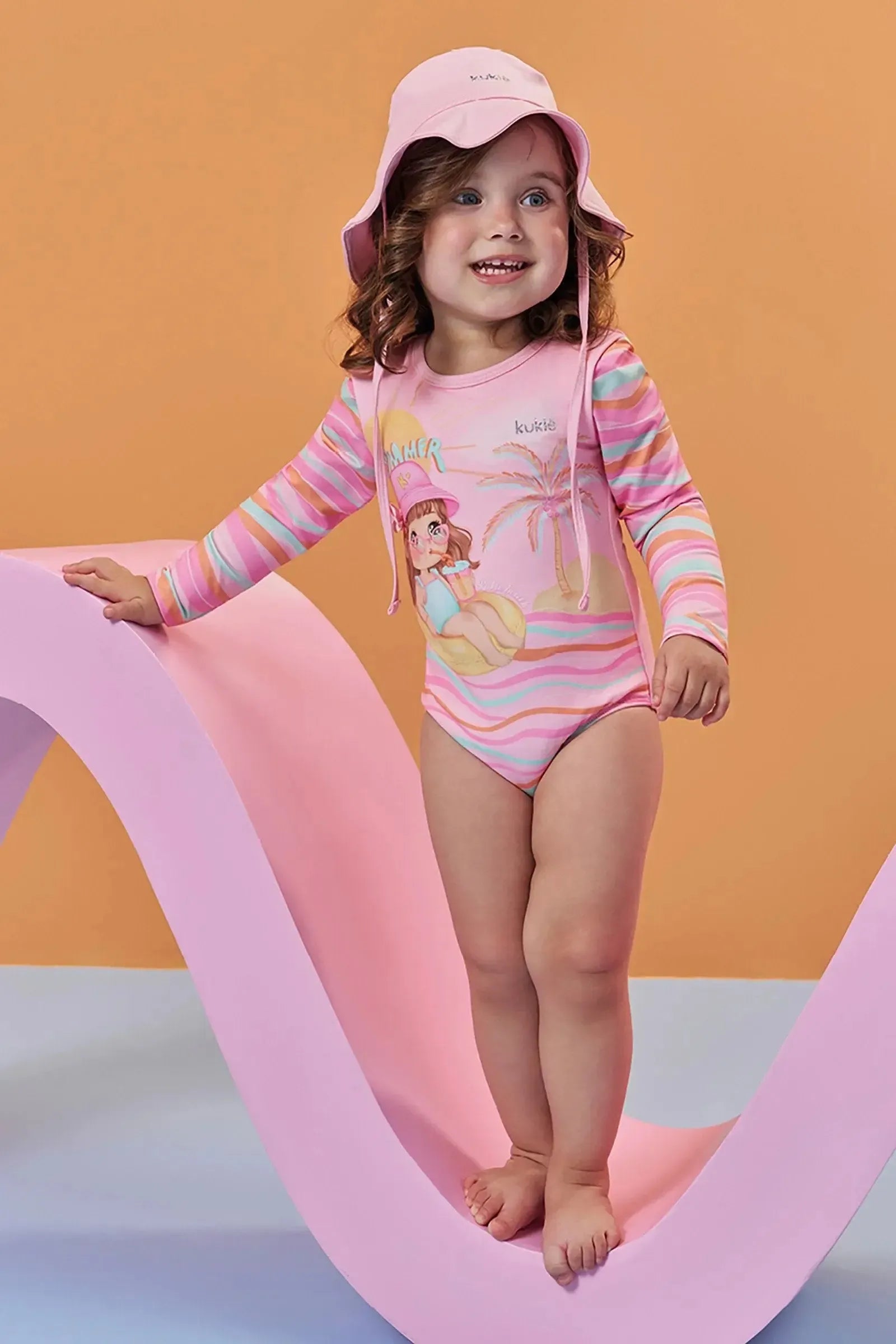 Chapéu em Malha com Proteção UV50+ 96239 Kukiê Bebê Menina