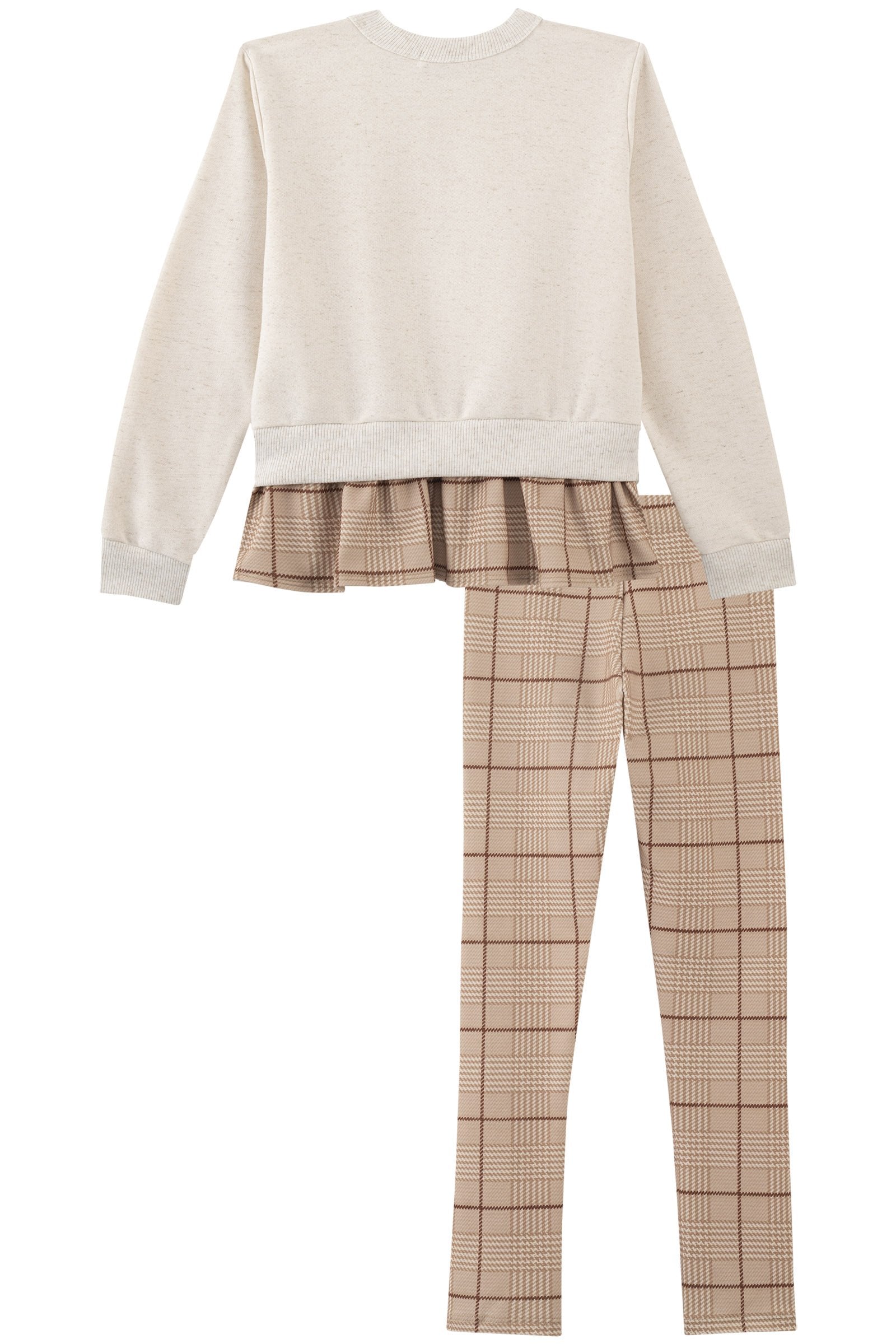 Conjunto Blusão em Moletom C/ Pelúcia e Calça Legging em Molecotton 90318 Kukiê Infantil Menina