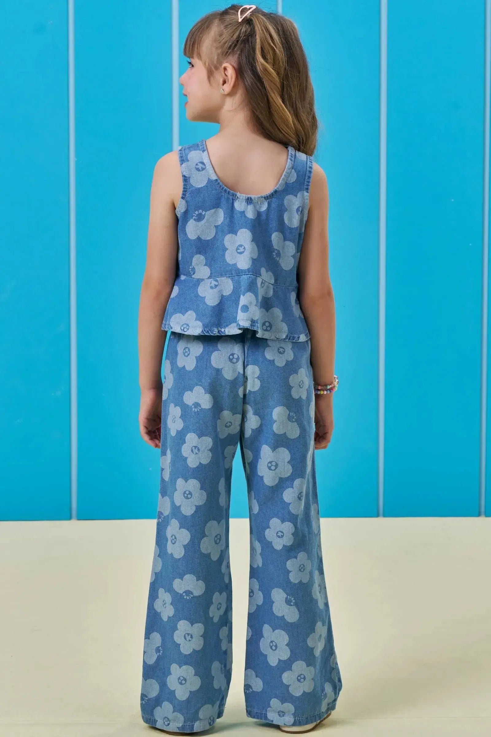 Conjunto de Bata e Calça em Jeans 95069 Kukiê Infantil Menina