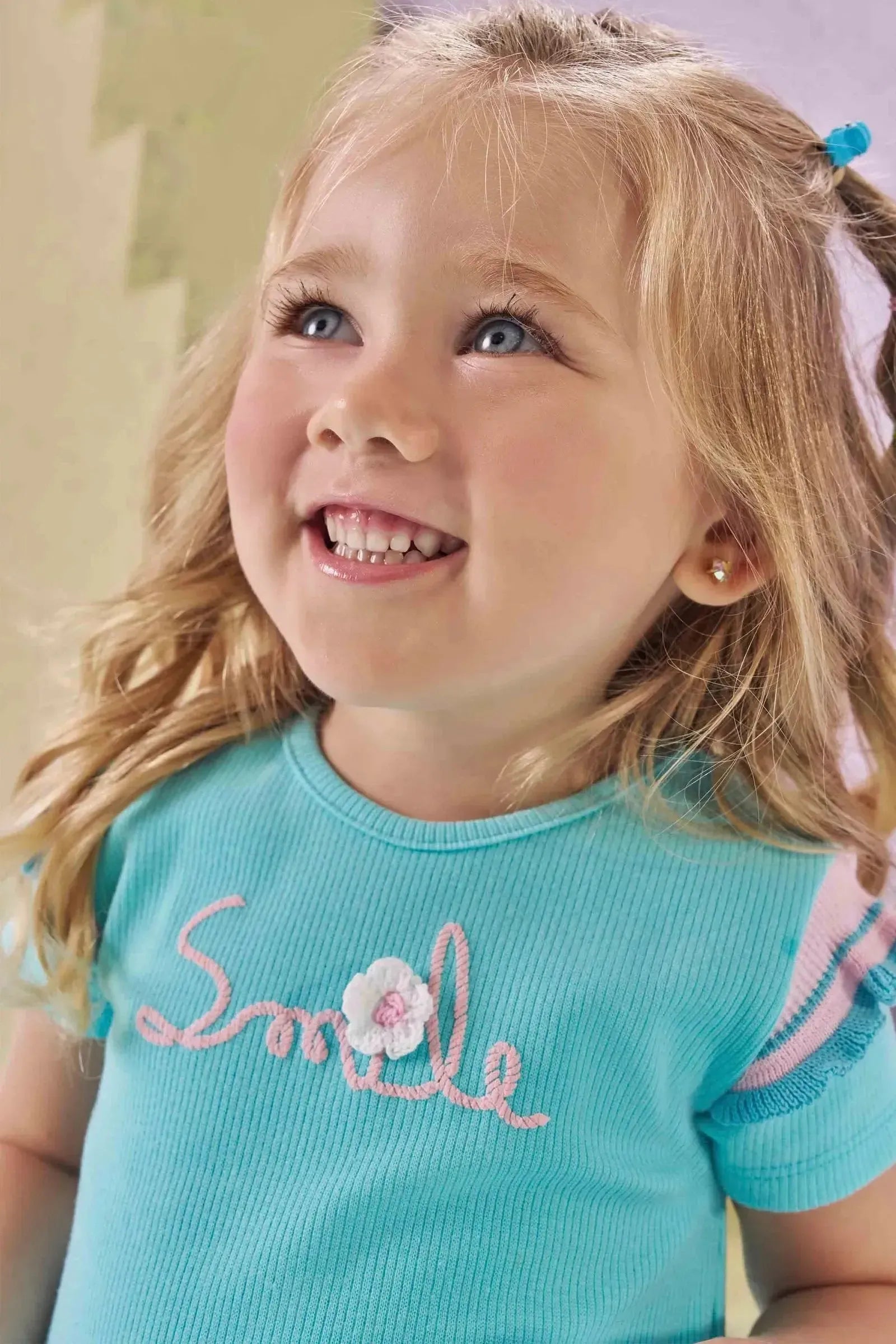 Conjunto de Bata e Shorts em Canelado Liz 86814 Kukiê Bebê Menina