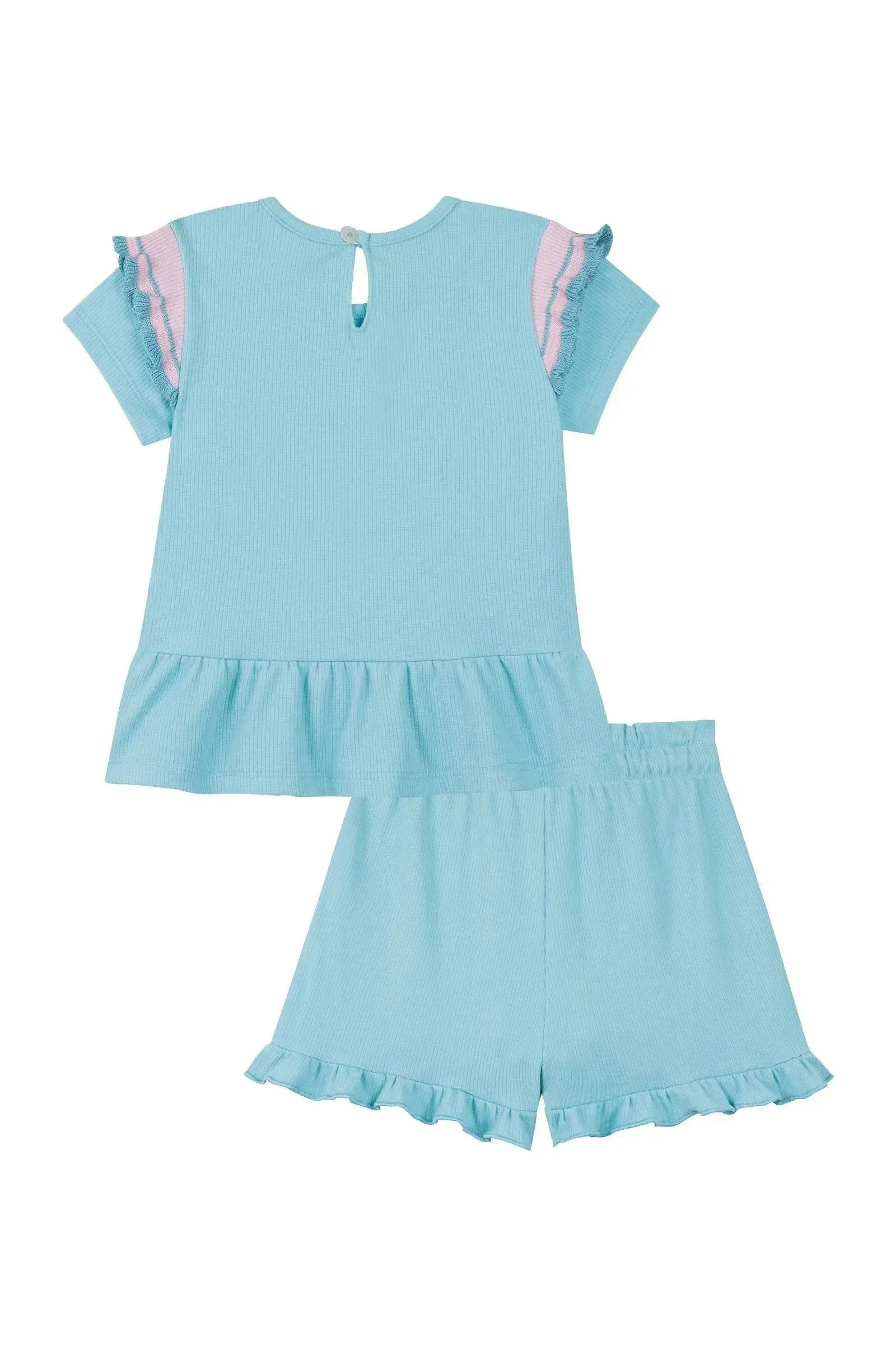 Conjunto de Bata e Shorts em Canelado Liz 86814 Kukiê Bebê Menina