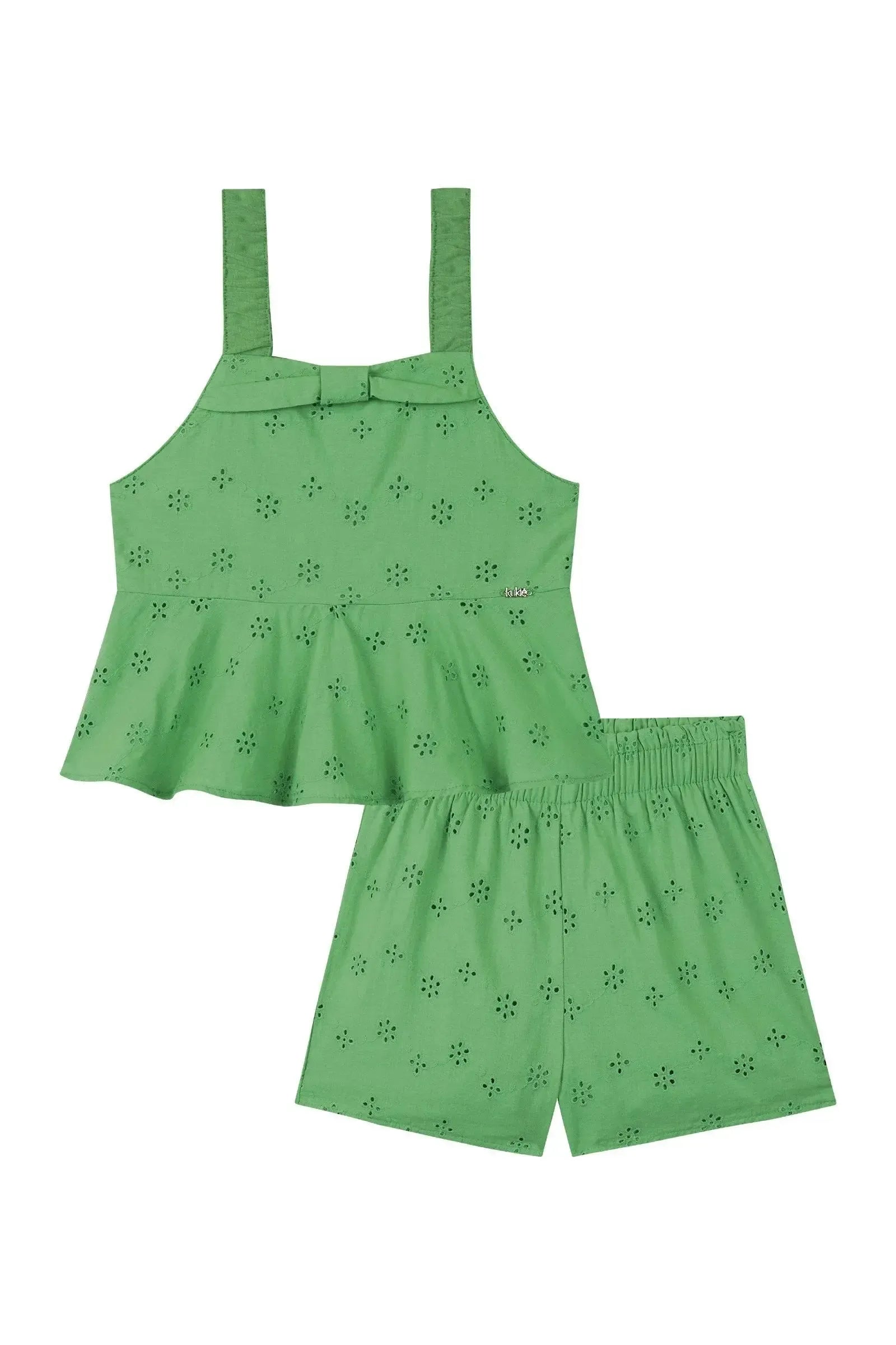 Conjunto de Bata e Shorts em Laise 100% Algodão 87320 Kukiê Infantil Menina