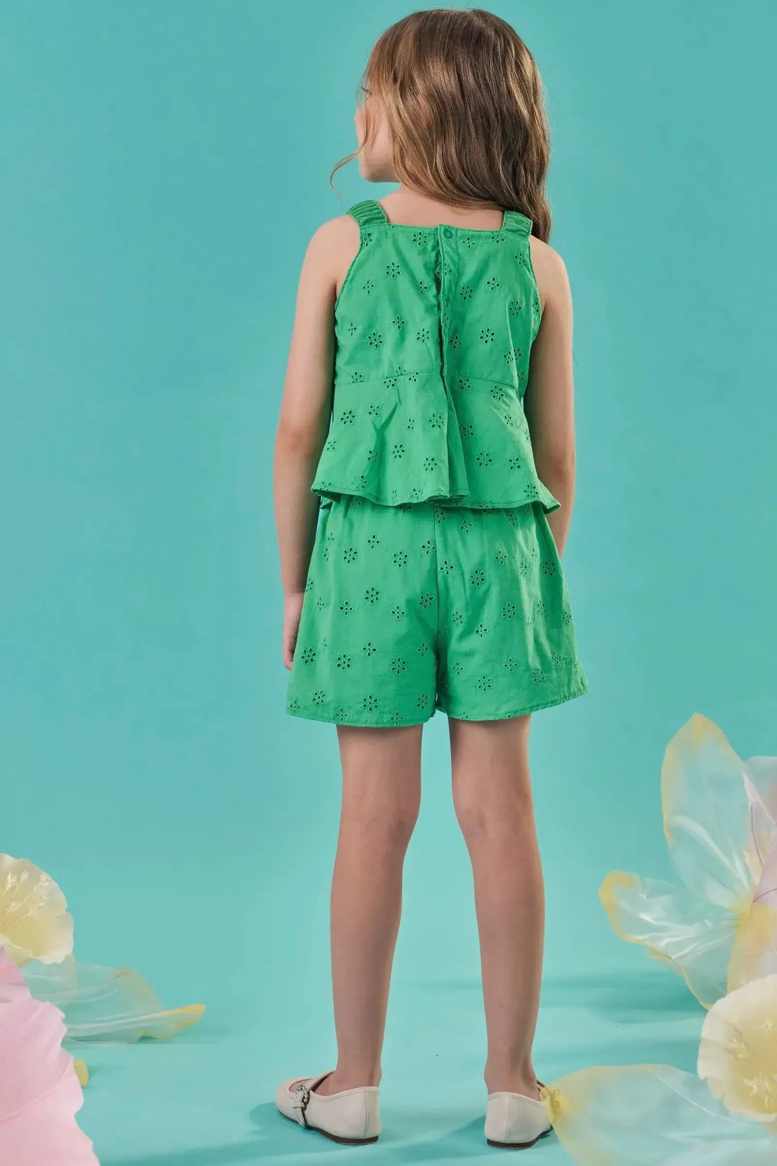 Conjunto de Bata e Shorts em Laise 100% Algodão 87320 Kukiê Infantil Menina